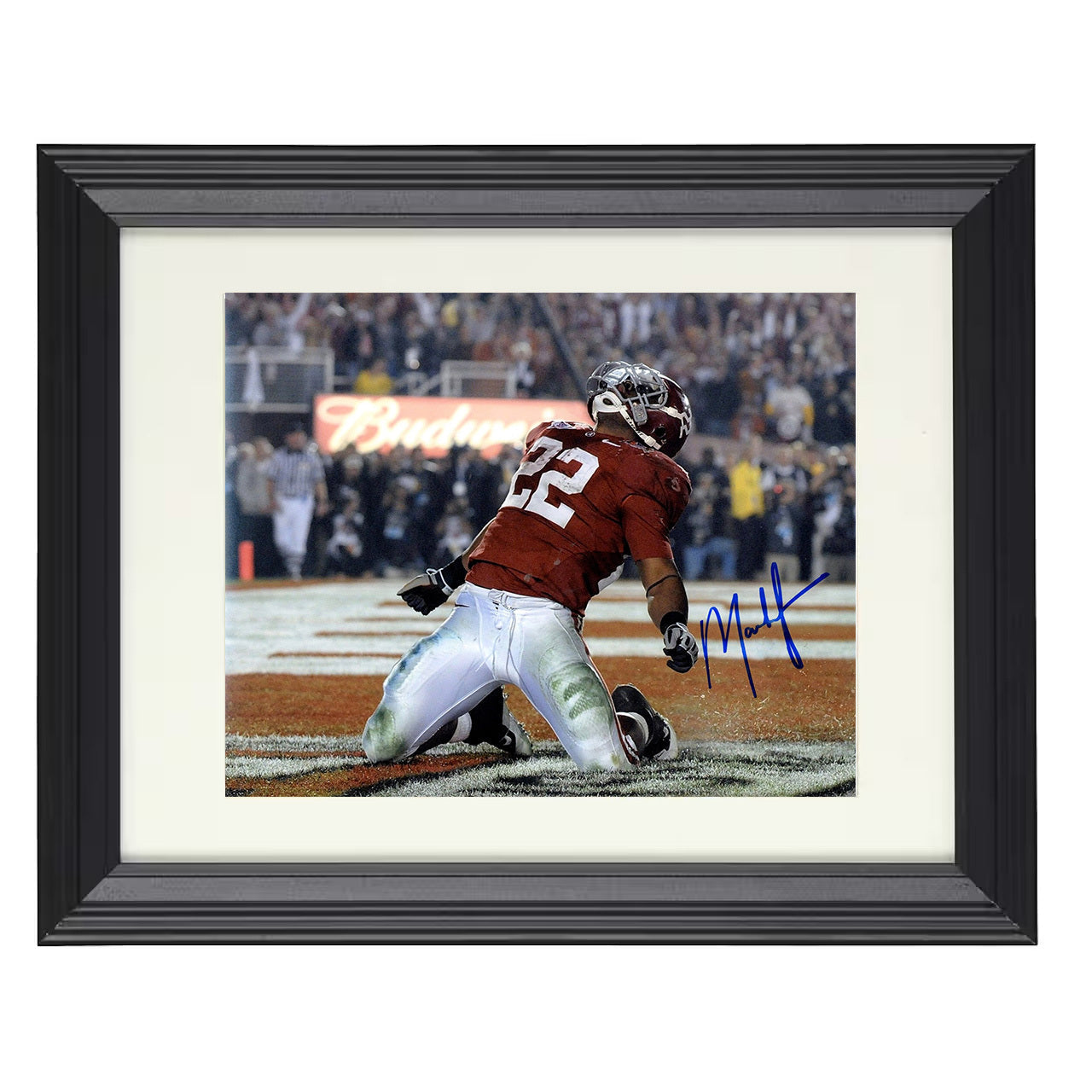 Alabama Football Mark Ingram End Zone Touchdown Finish 8x10 black beveled frame college football wall art