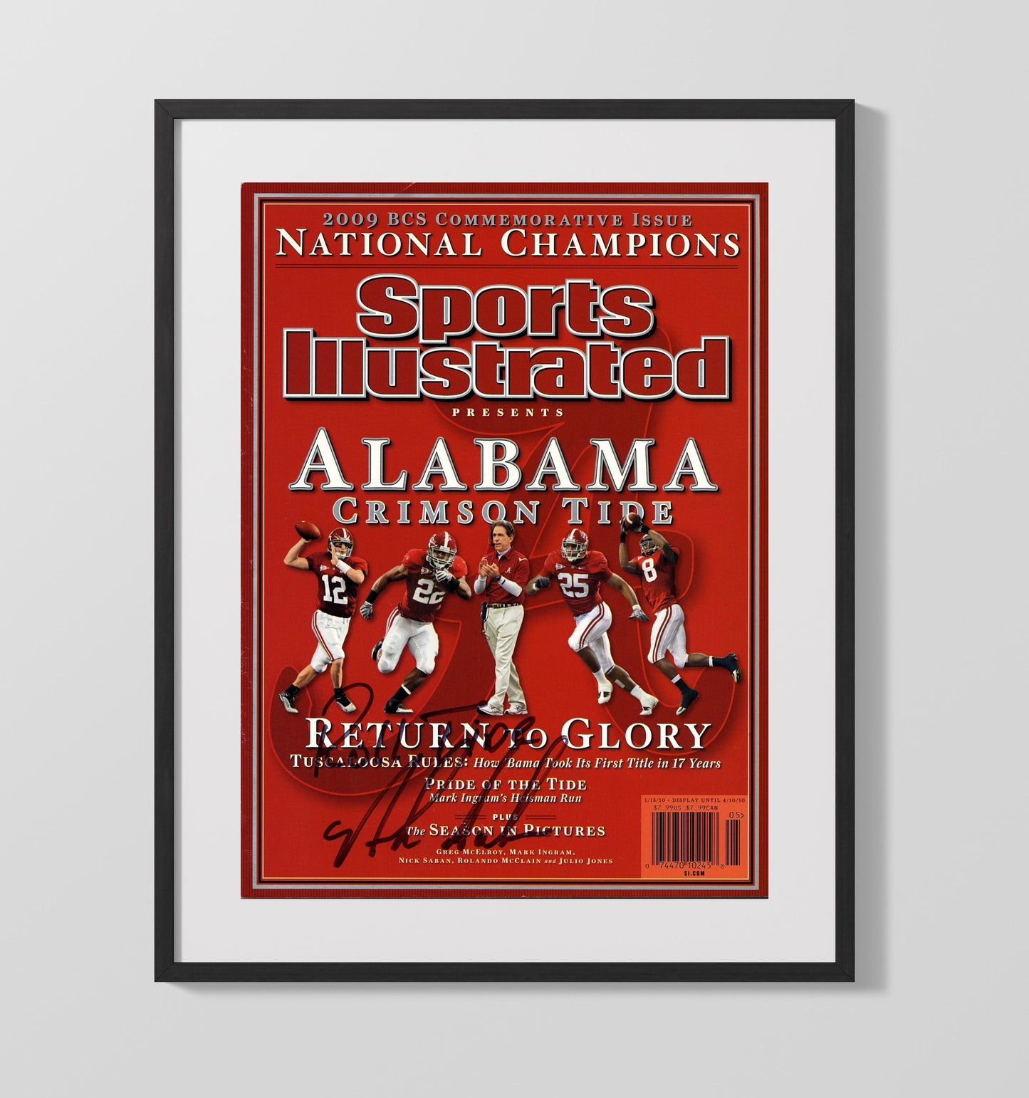 Alabama Football - Nick Saban - Return to Glory 2009 8x10 Gallery Frame college football wall art