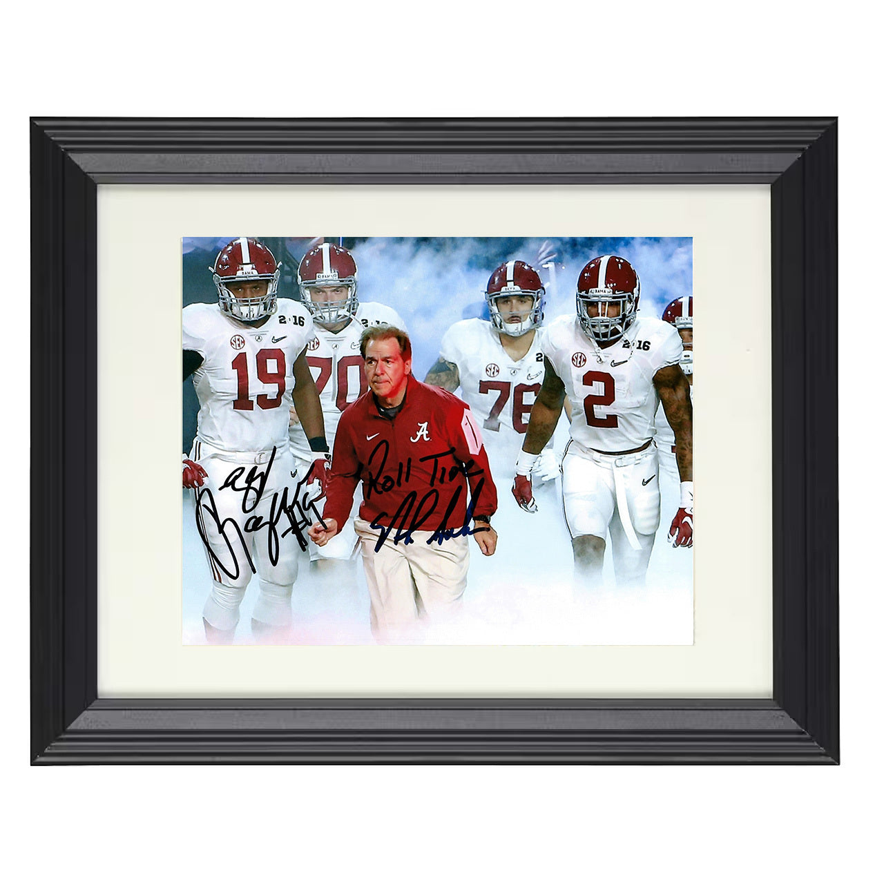 Alabama Nick Saban Team Entrance Tunnel Walk with Defense 8x10 black beveled frame college football wall art