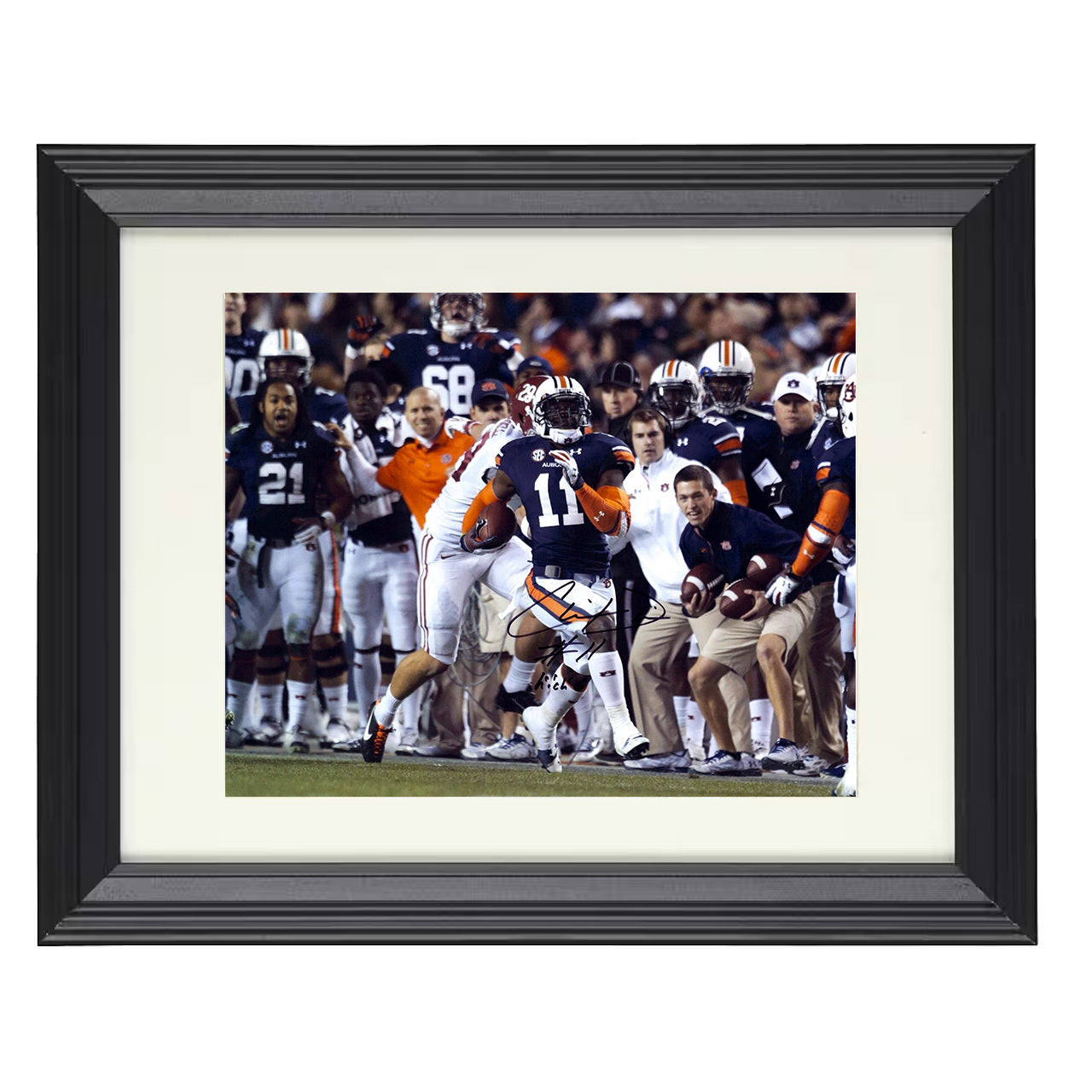 Auburn Chris Davis Kick Six Return Sprint Down Sideline 8x10 black beveled frame college football wall art