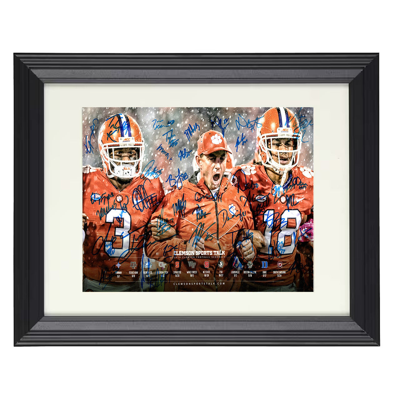 Clemson Football 2018 Team Championship Poster Dabo Swinney 8x10 black beveled frame college football wall art
