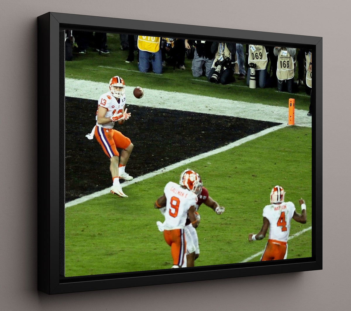 Clemson Football - Hunter Renfrow Title Catch vs Alabama 8x10 Framed Canvas college football wall art