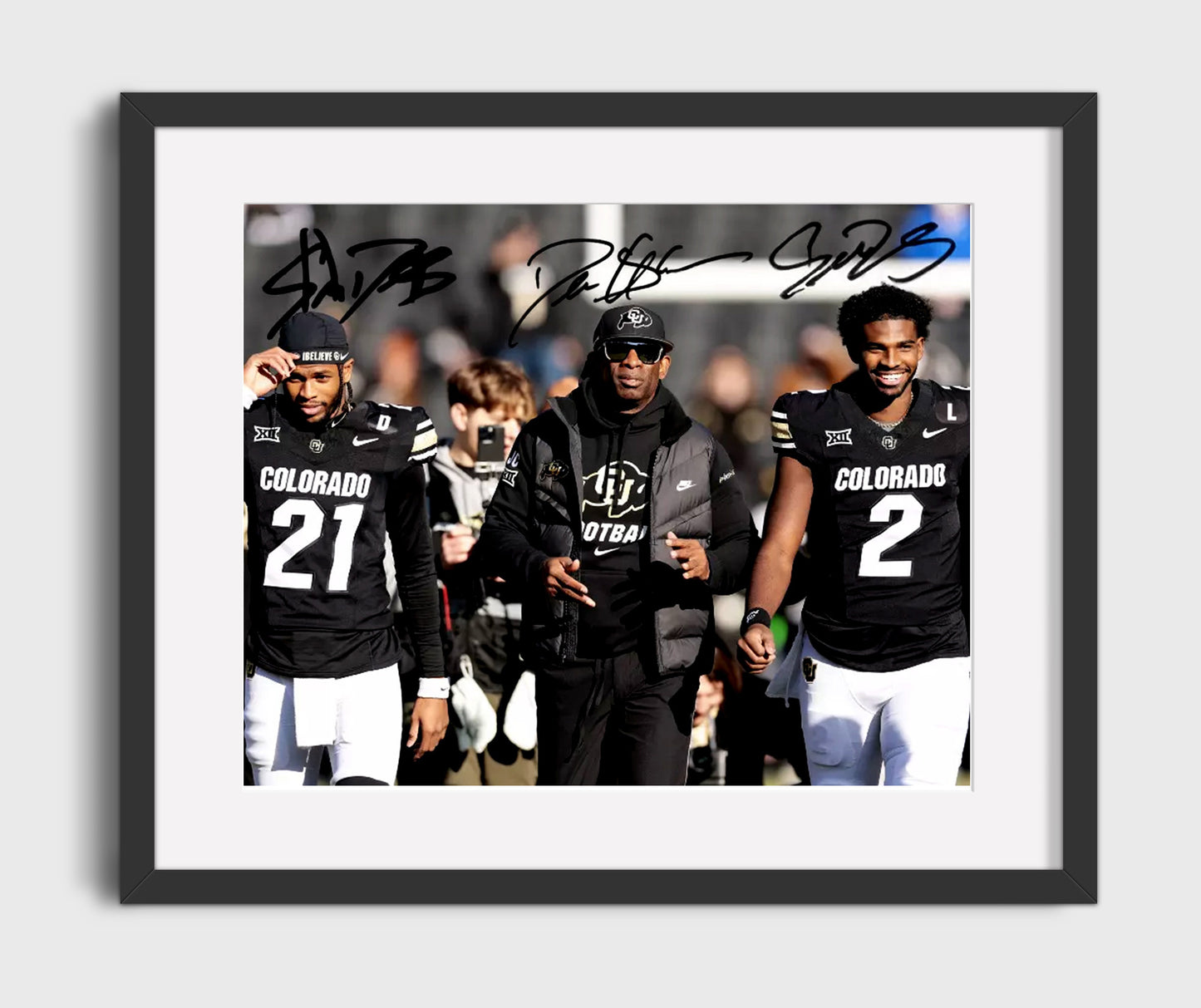 Colorado Football - Deion Sanders With Sons Sideline Walk 8x10 Gallery Frame college football wall art