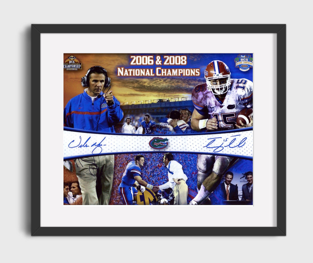 Florida Football - Tebow and Meyer Dual Championship Era 8x10 Gallery Frame college football wall art