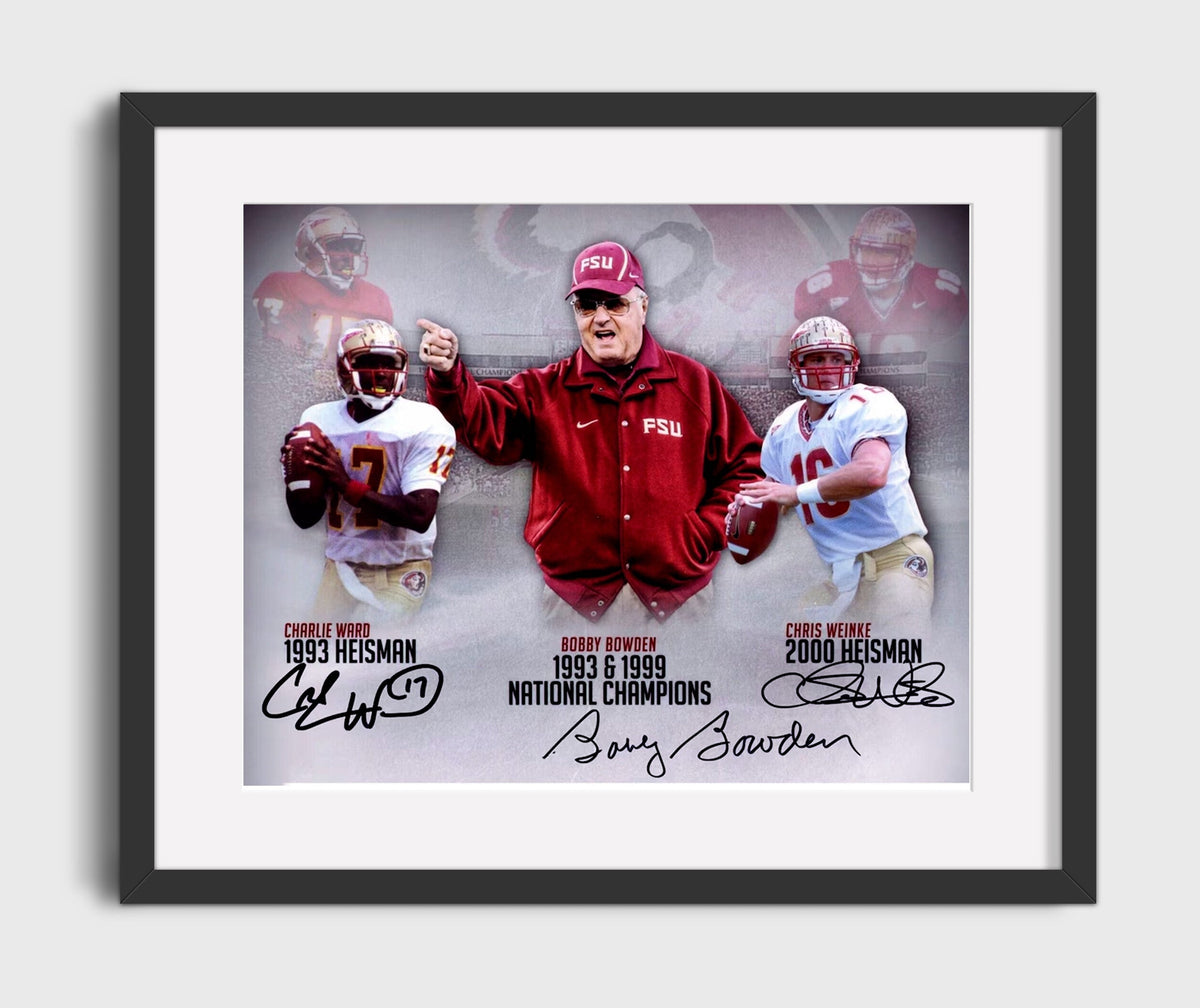 Florida State Football - Bobby Bowden with Ward and Weinke Heisman Legacy 8x10 Gallery Frame college football wall art