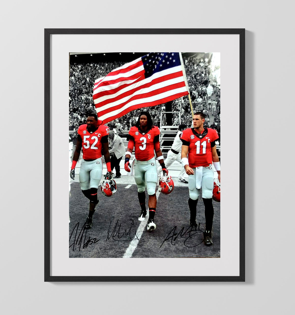 Georgia Football - Gurley Team Walk Under American Flag 8x10 Gallery Frame college football wall art