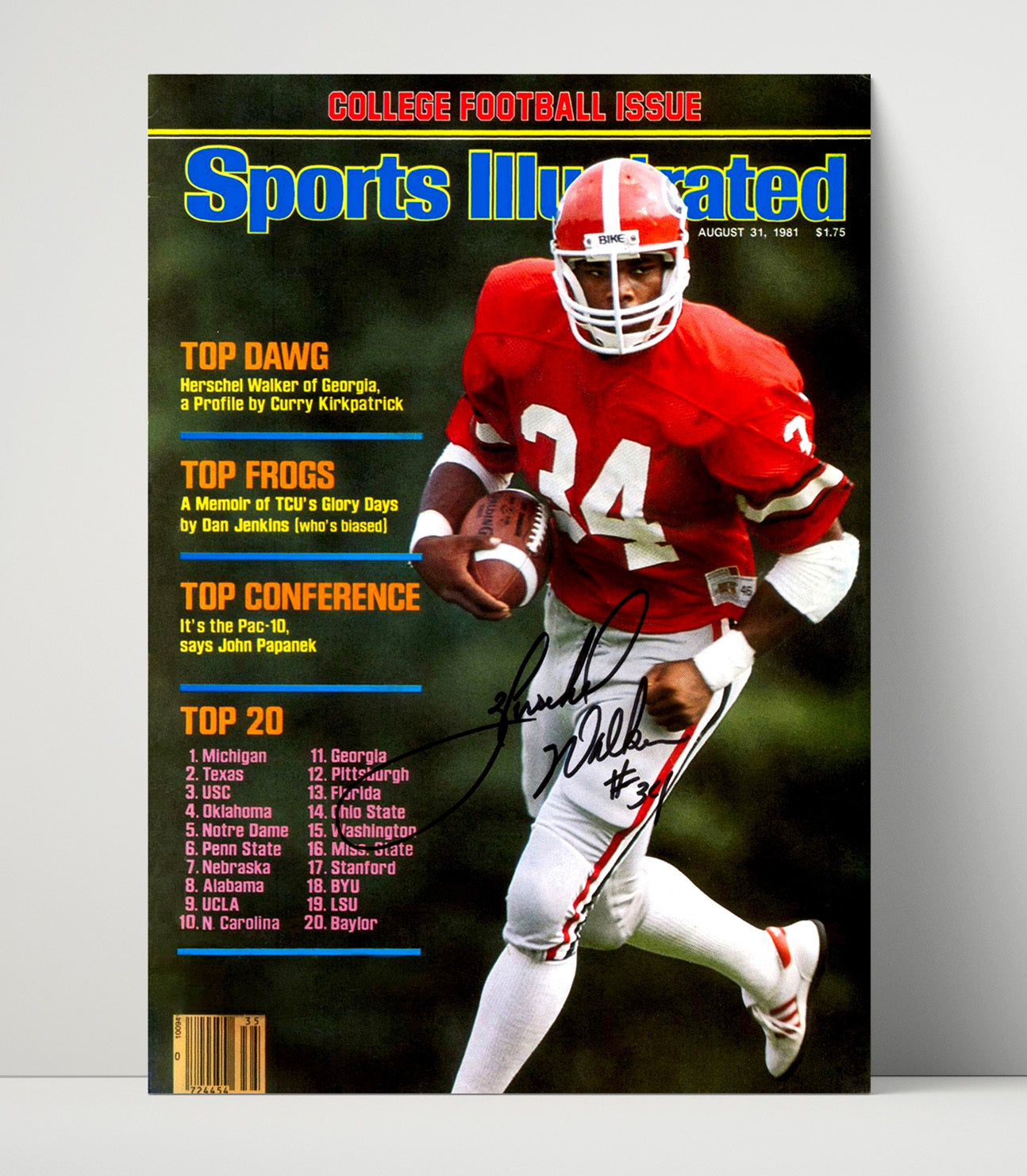 Georgia Football Herschel Walker Top Dawg SI Cover 1981 College Football Wall Art 16x20 Unframed Print wall art print – College Football decor