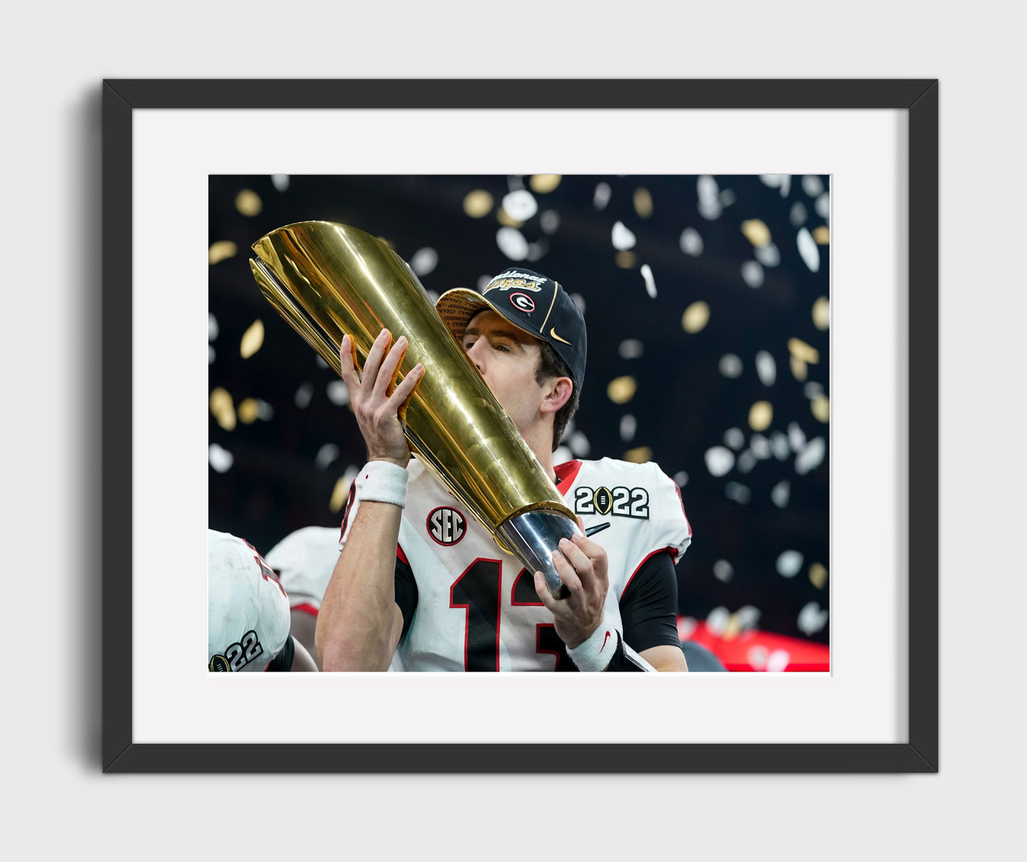 Georgia Football - Kirby Smart Championship Celebration Trophy Raised 8x10 Gallery Frame college football wall art