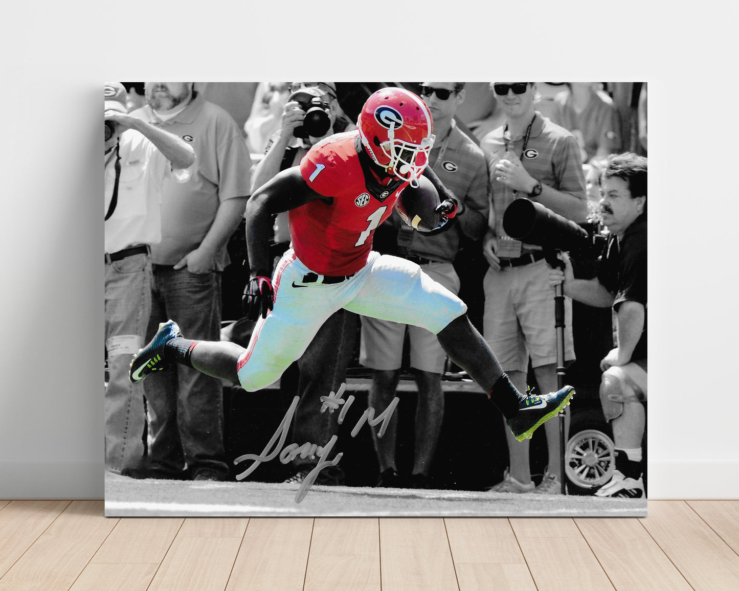 Georgia Football Sony Michel Breakaway Sprint Highlight College Football Wall Art 16x20 Unframed Print wall art print – College Football decor