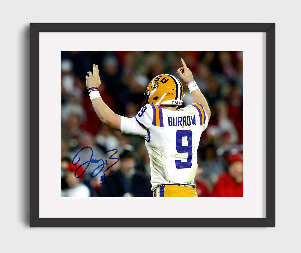 LSU Football - Joe Burrow Back Jersey Victory Pose 8x10 Gallery Frame college football wall art