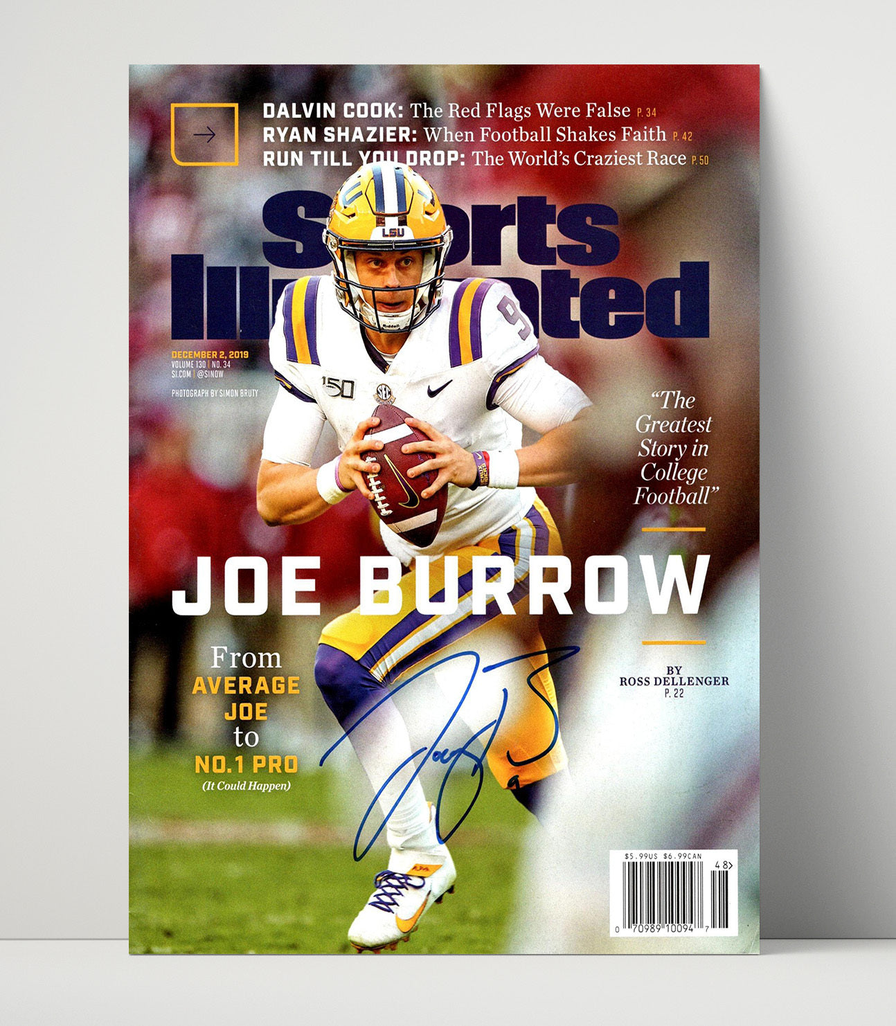 LSU Football Joe Burrow Breakout Season SI Cover 2019 College Football Wall Art 16x20 Unframed Print wall art print – College Football decor