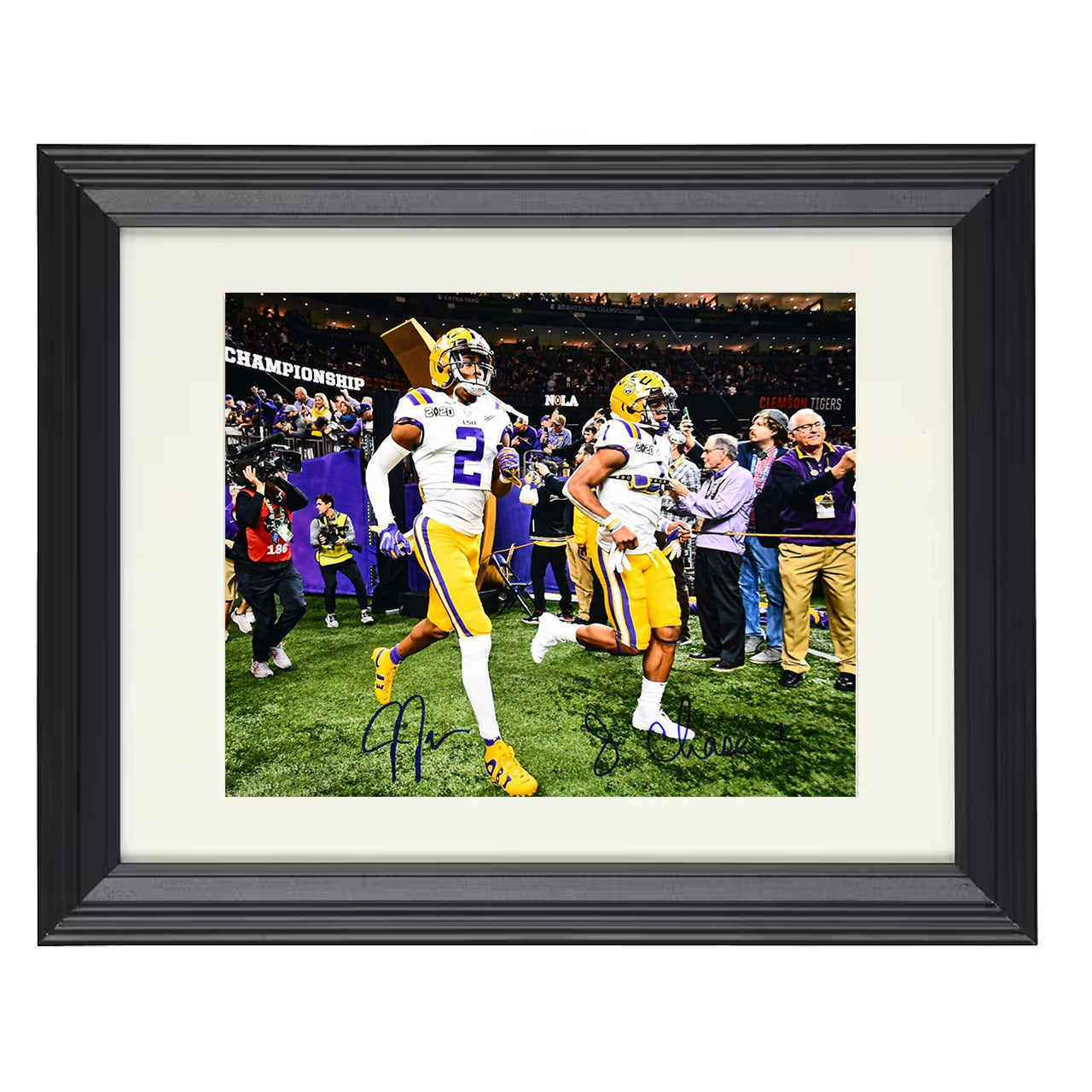 LSU Justin Jefferson and JaMarr Chase Championship Entrance 8x10 black beveled frame college football wall art