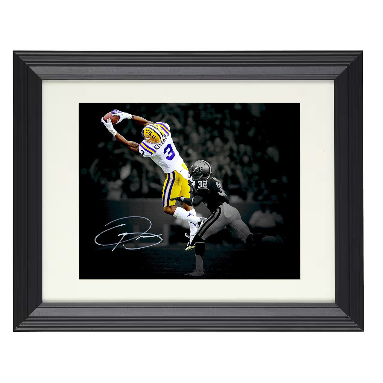 LSU Football Odell Beckham Jr One Hand Catch Highlight 8x10 black beveled frame college football wall art