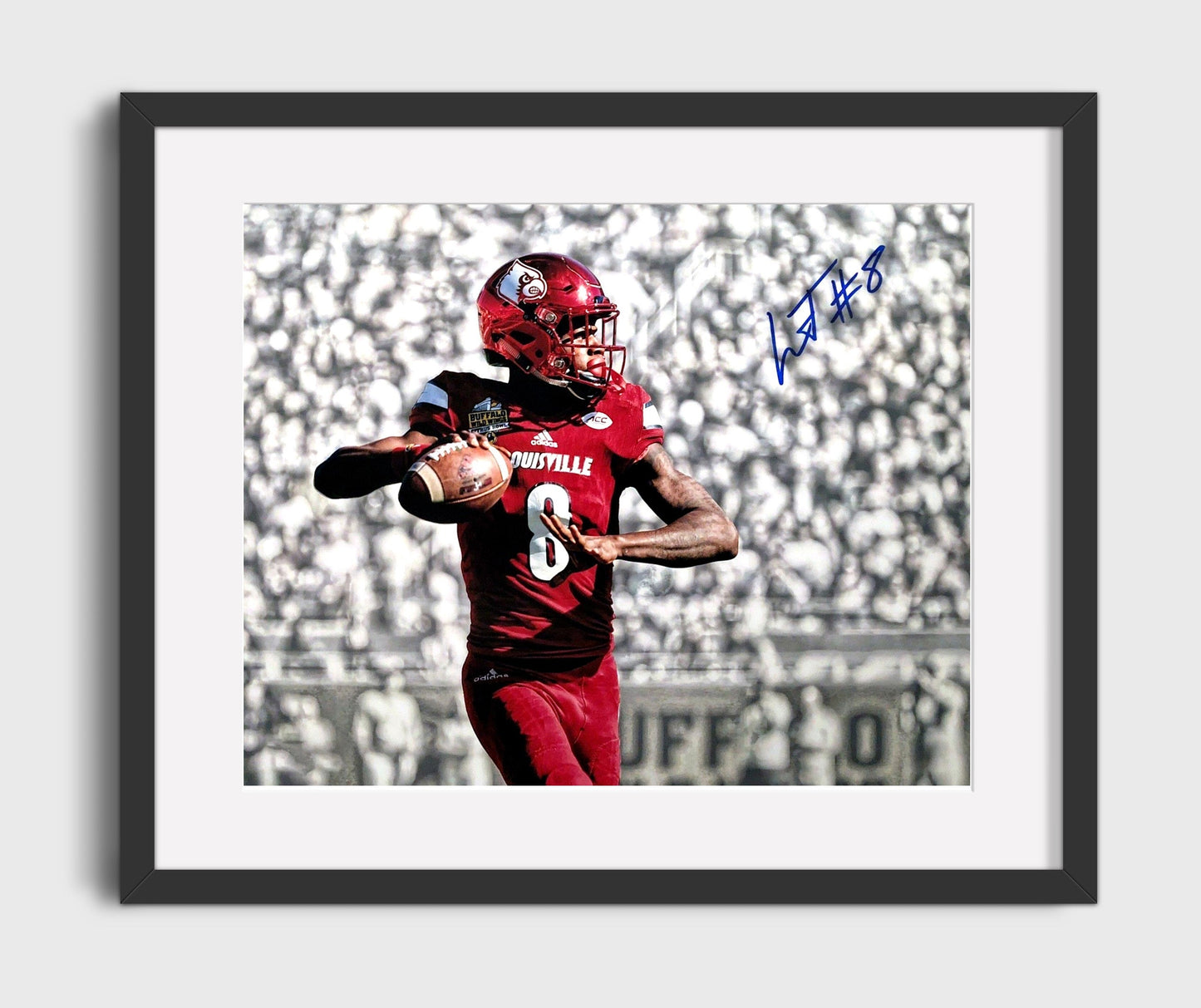 Louisville Football - Lamar Jackson Drop Back Heisman Motion 8x10 Gallery Frame college football wall art