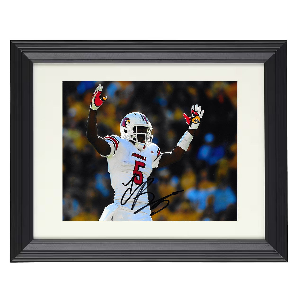 Louisville Teddy Bridgewater Arms Raised Celebration 8x10 black beveled frame college football wall art