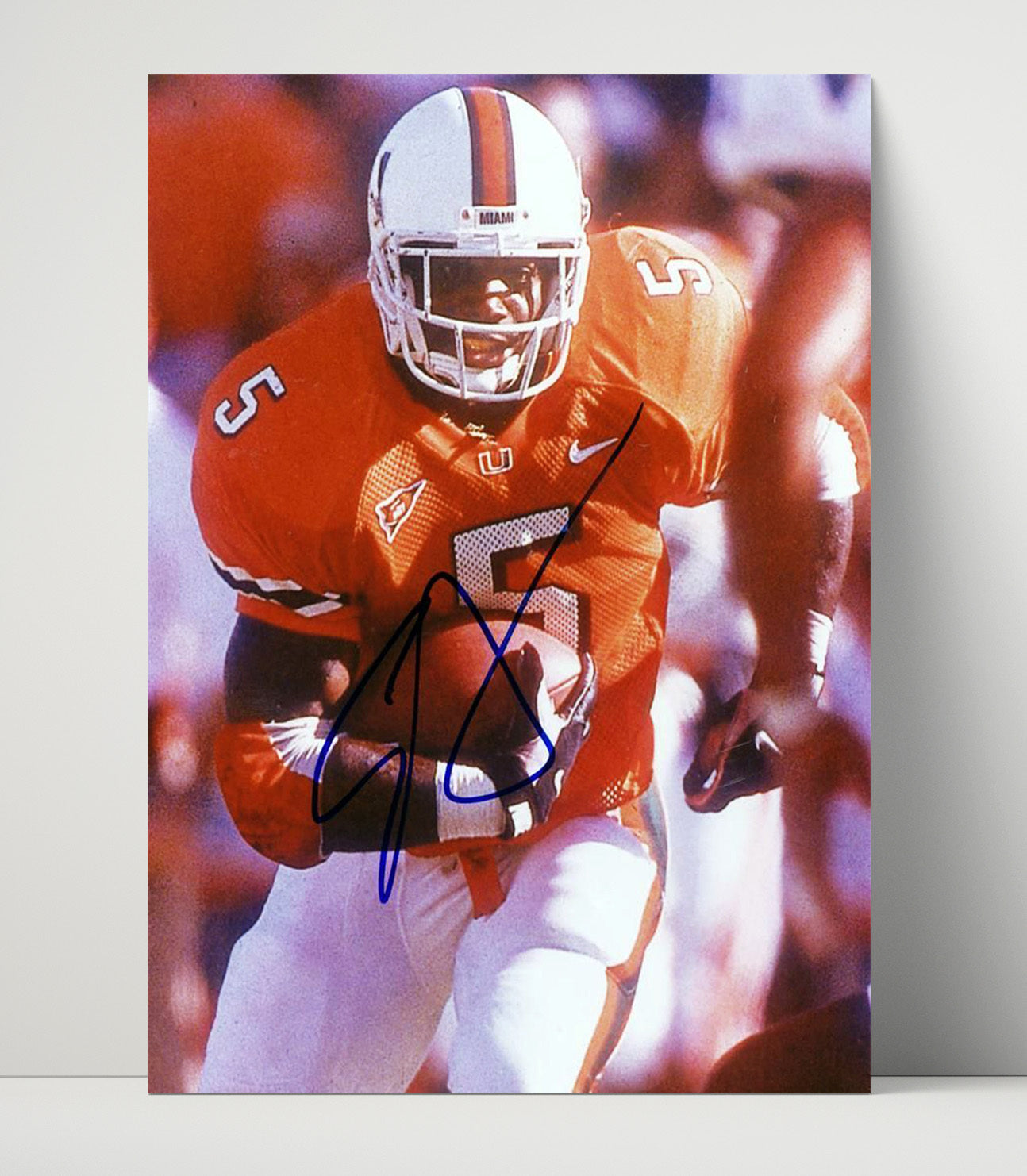 Miami Football Edgerrin James Miami Legend Explosive Run College Football Wall Art 16x20 Unframed Print wall art print – College Football decor
