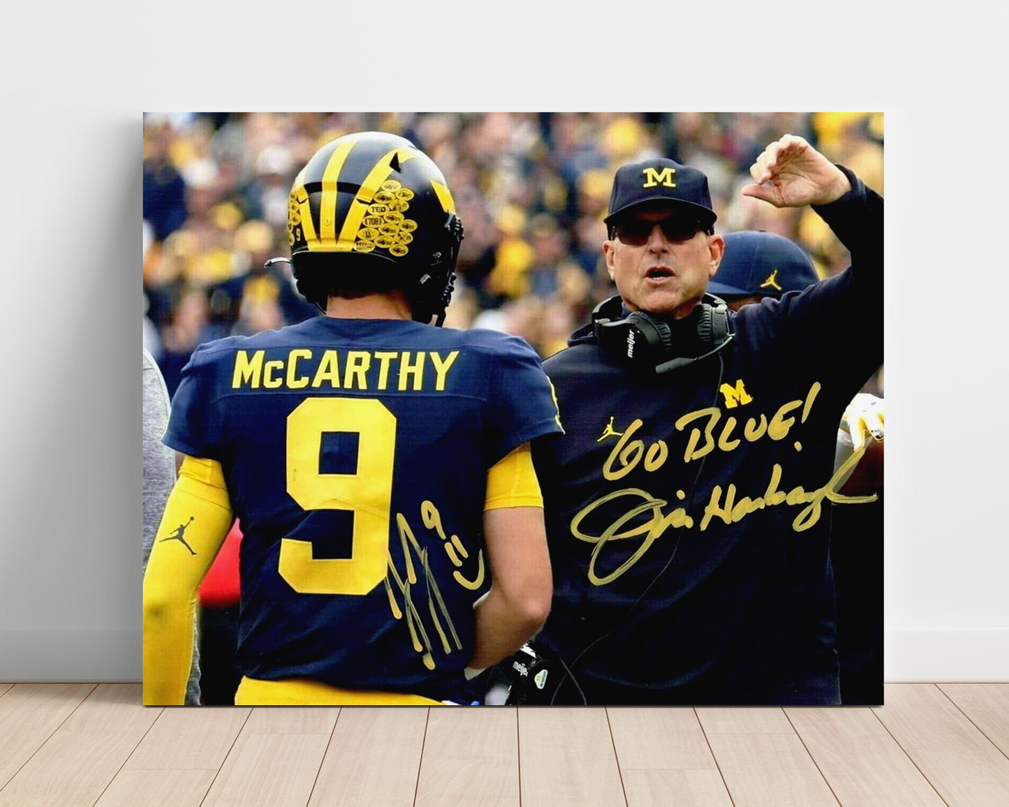 Michigan Football Harbaugh and McCarthy Sideline Coaching Exchange College Football Wall Art 16x20 Unframed Print wall art print – College Football decor
