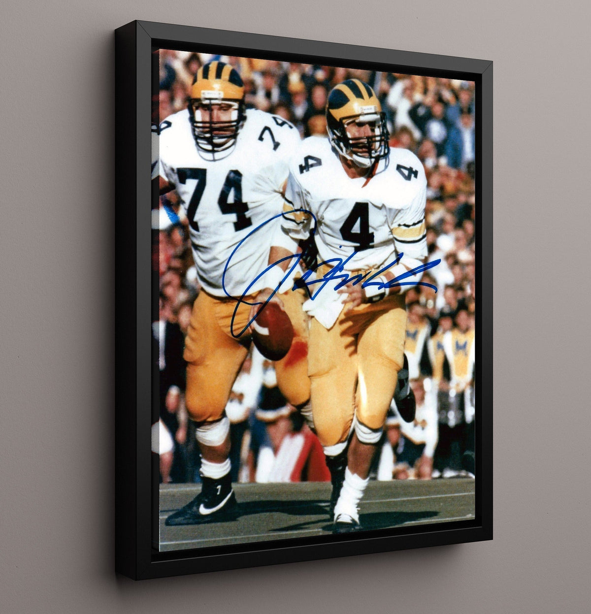 Michigan Football - Jim Harbaugh QB Leadership Run 8x10 Framed Canvas college football wall art