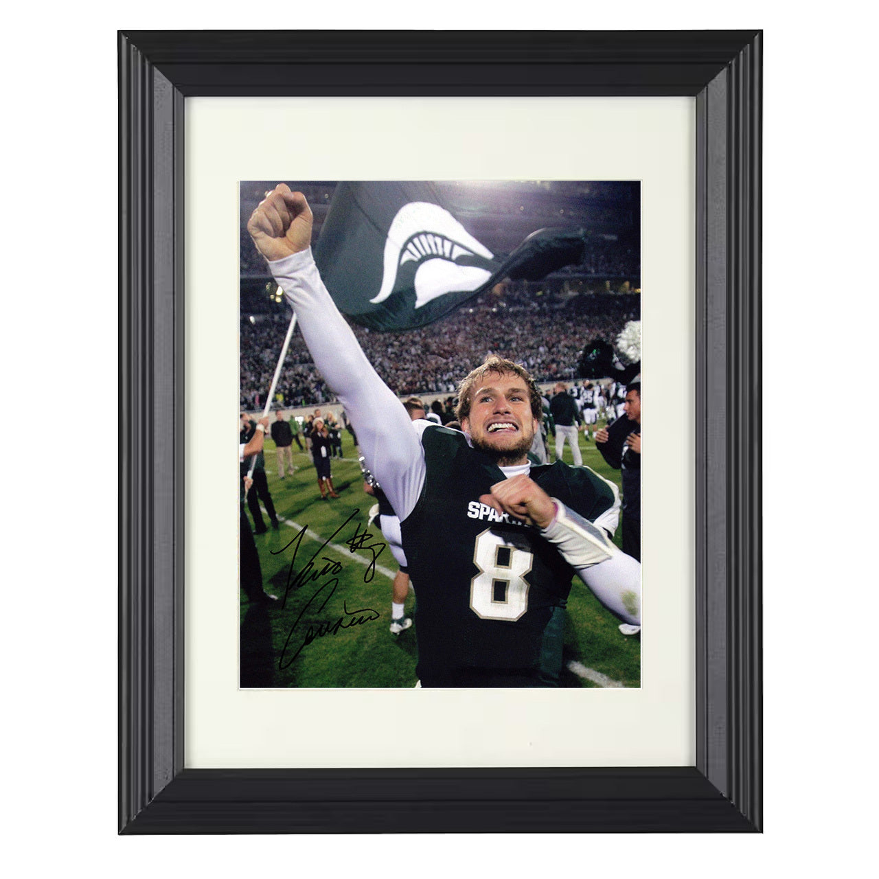 Michigan State - Kirk Cousins Victory Flag Celebration 8x10 framed college football wall art