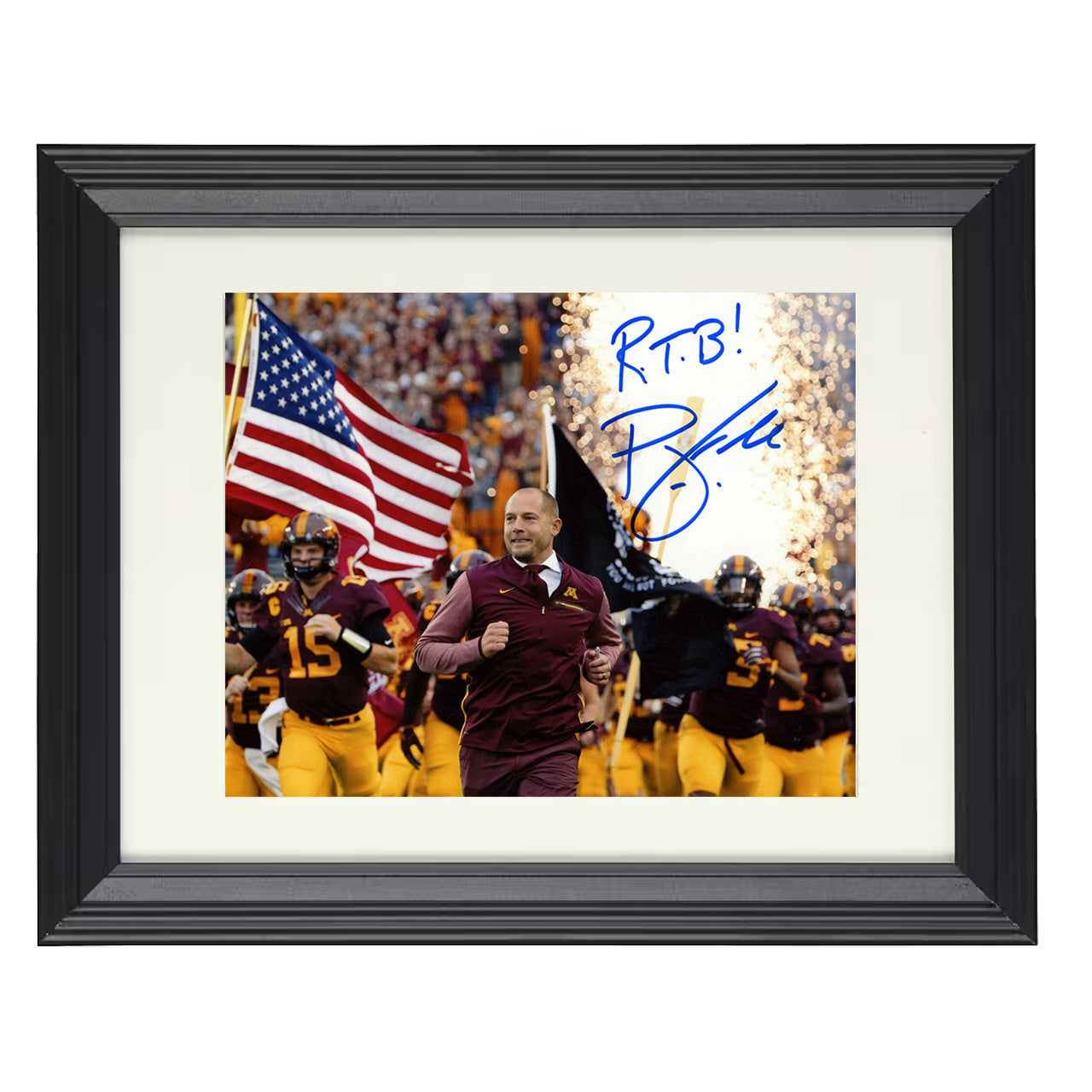 Minnesota Football - PJ Fleck Row the Boat Entrance 8x10 framed college football wall art