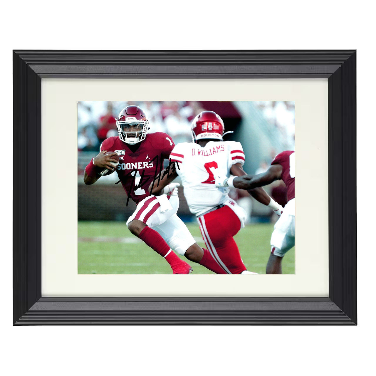 Oklahoma Football - Jalen Hurts QB Run Through Line 8x10 framed college football wall art
