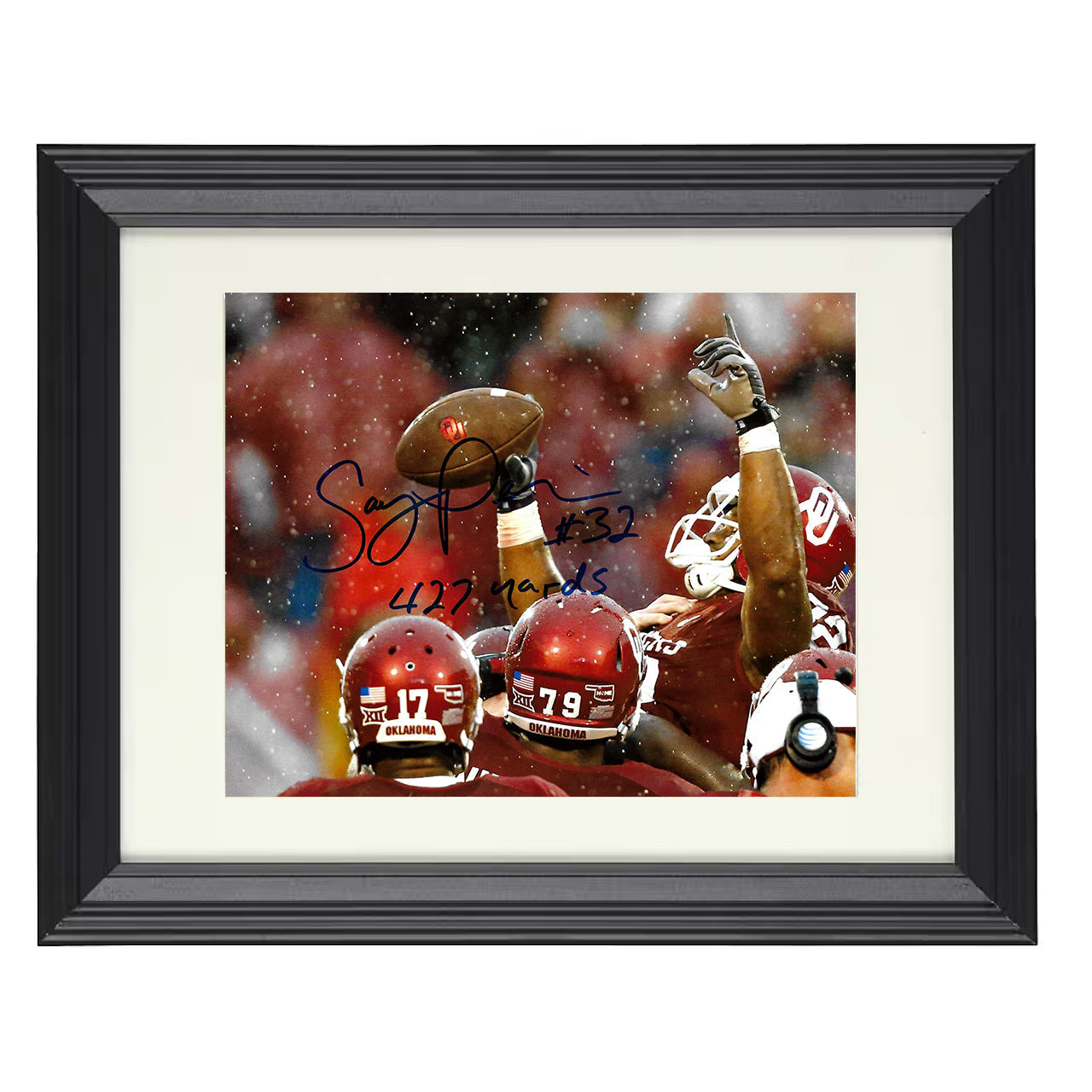 Oklahoma Football - Samaje Perine Snow Celebration 8x10 framed college football wall art