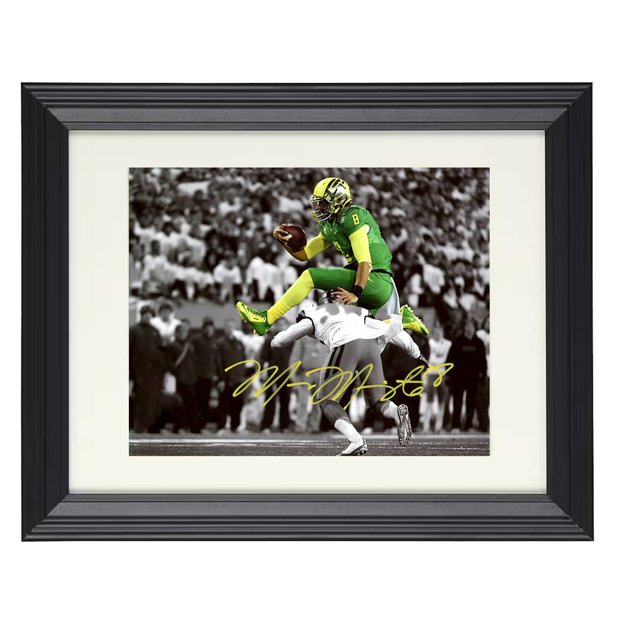Oregon Football - Marcus Mariota Hurdle 8x10 framed college football wall art