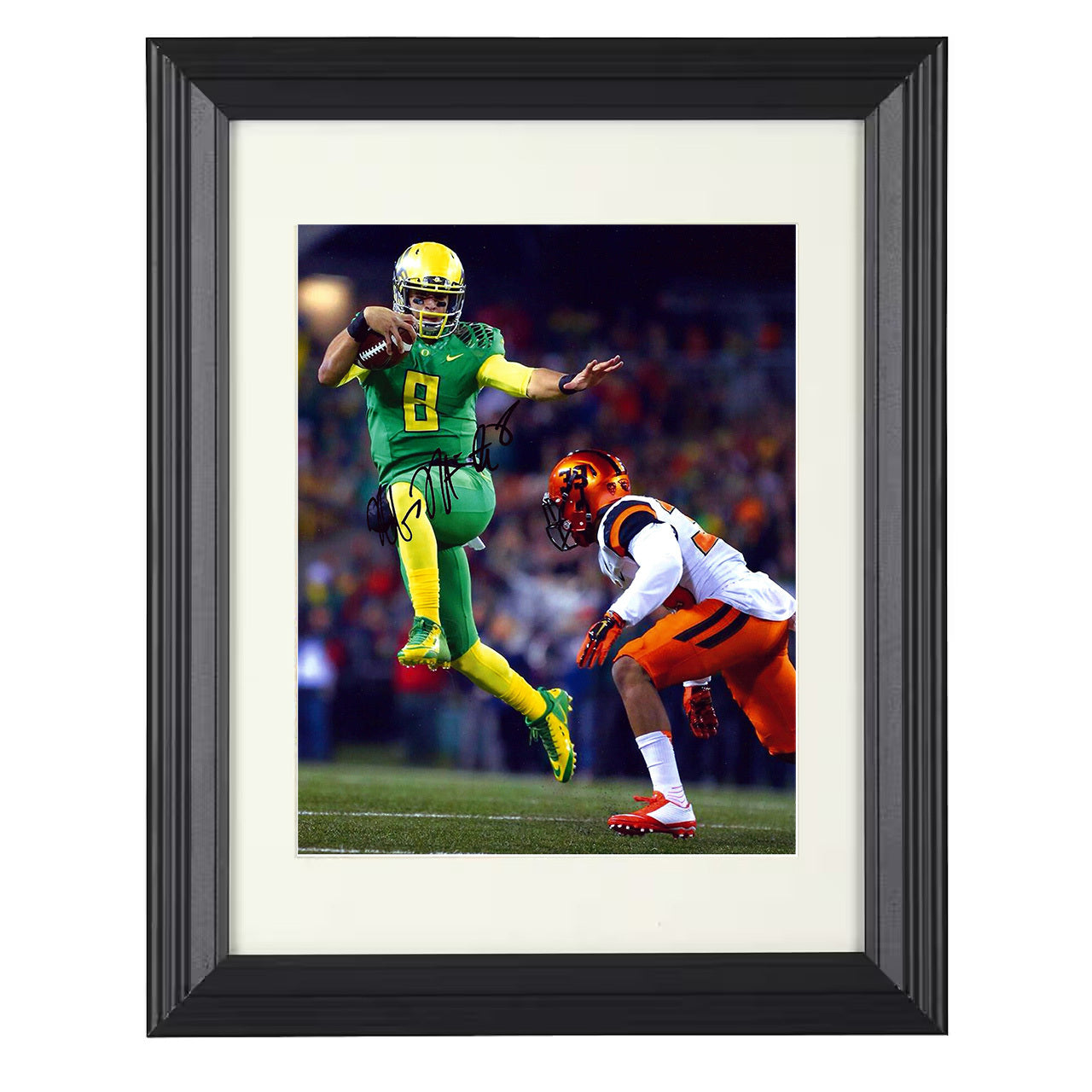 Oregon Football - Marcus Mariota Airborne Leap 8x10 framed college football wall art
