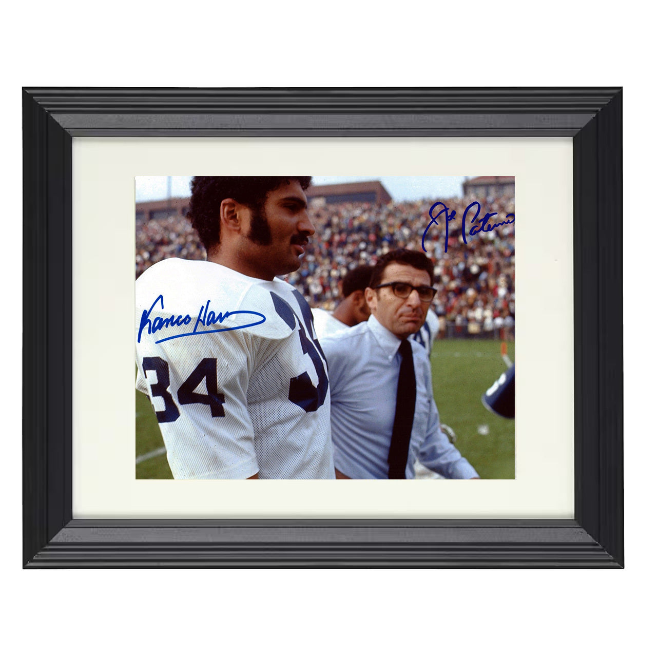 Penn State Franco Harris and Joe PaternoSideline Moment 8x10 black beveled frame college football wall art