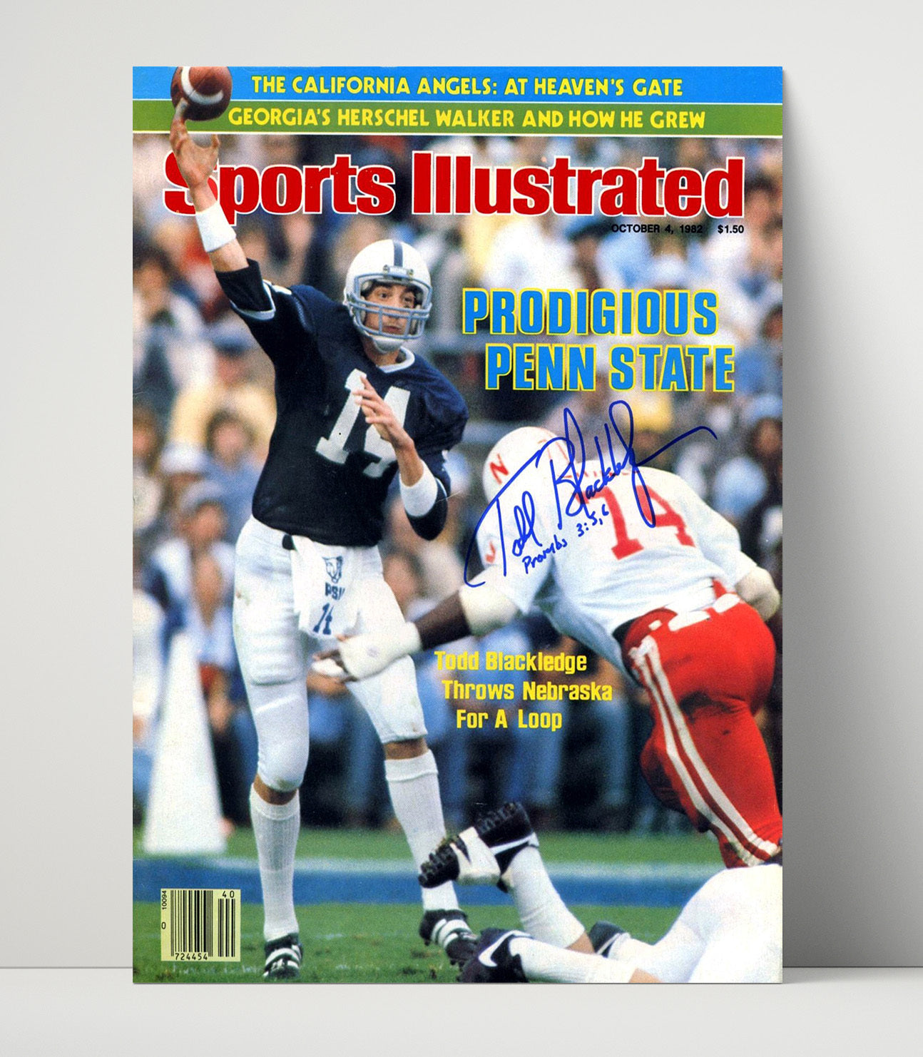 Penn State Football Todd Blackledge Deep Pass SI Cover 1982 College Football Wall Art 16x20 Unframed Print wall art print – College Football decor