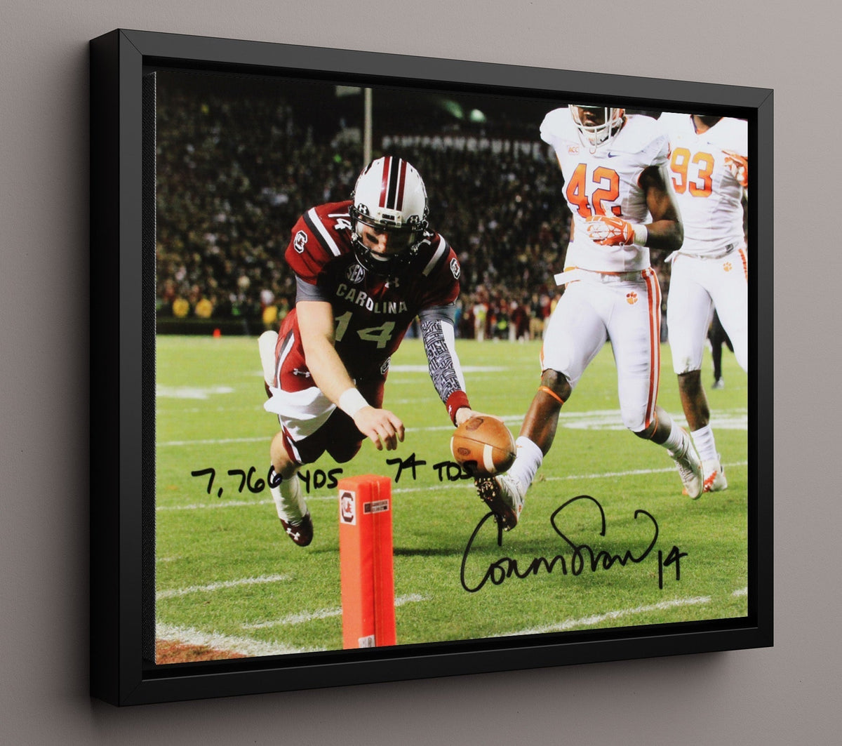 South Carolina Football - Connor Shaw Goal Line Extension 8x10 Framed Canvas college football wall art
