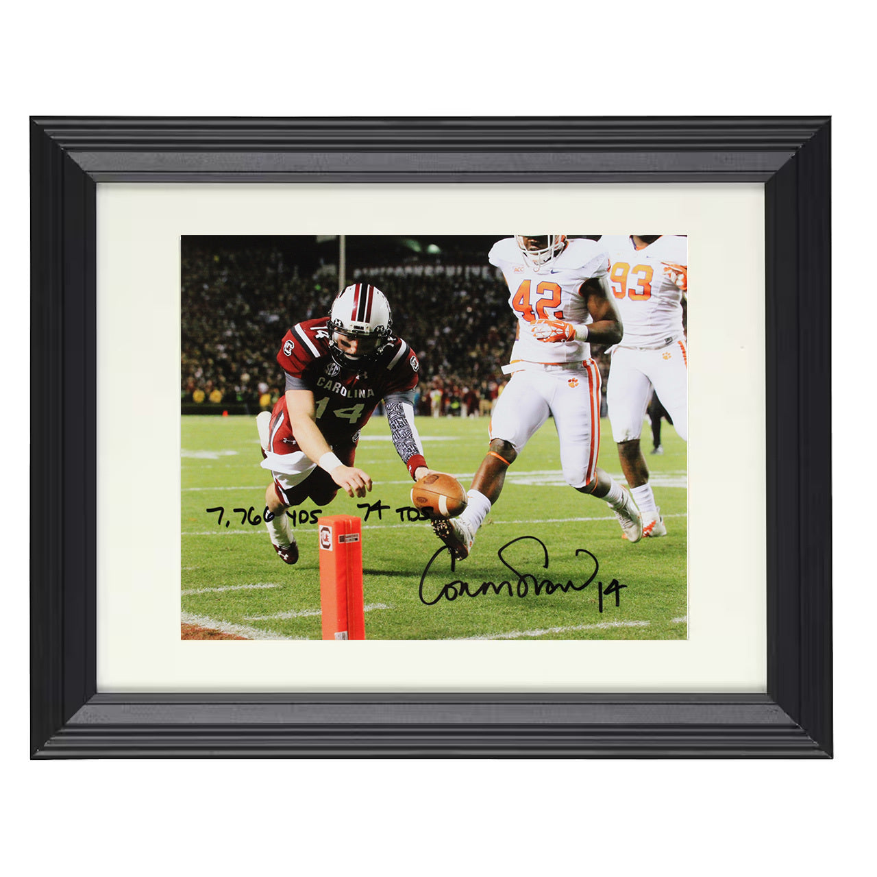 South Carolina Football Connor Shaw Goal Line Extension 8x10 black beveled frame college football wall art