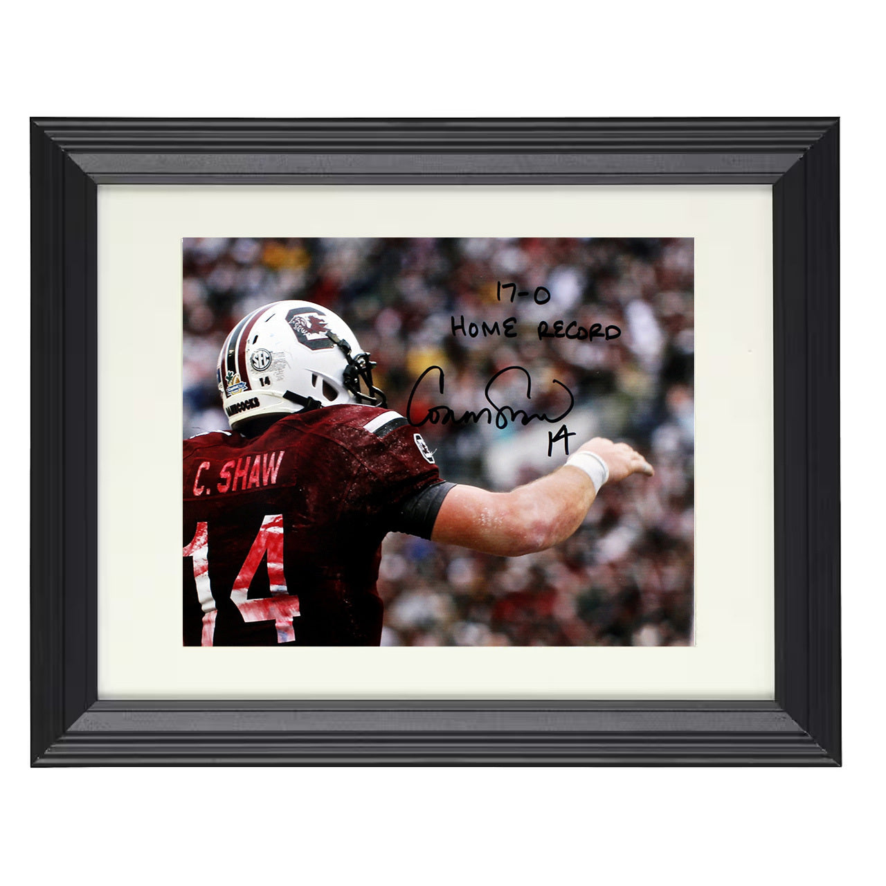 South Carolina Football Connor Shaw Undefeated Home Command 8x10 black beveled frame college football wall art