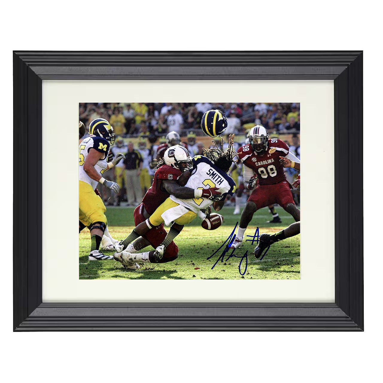 South Carolina Football Jadeveon Clowney Big Hit Play 8x10 black beveled frame college football wall art