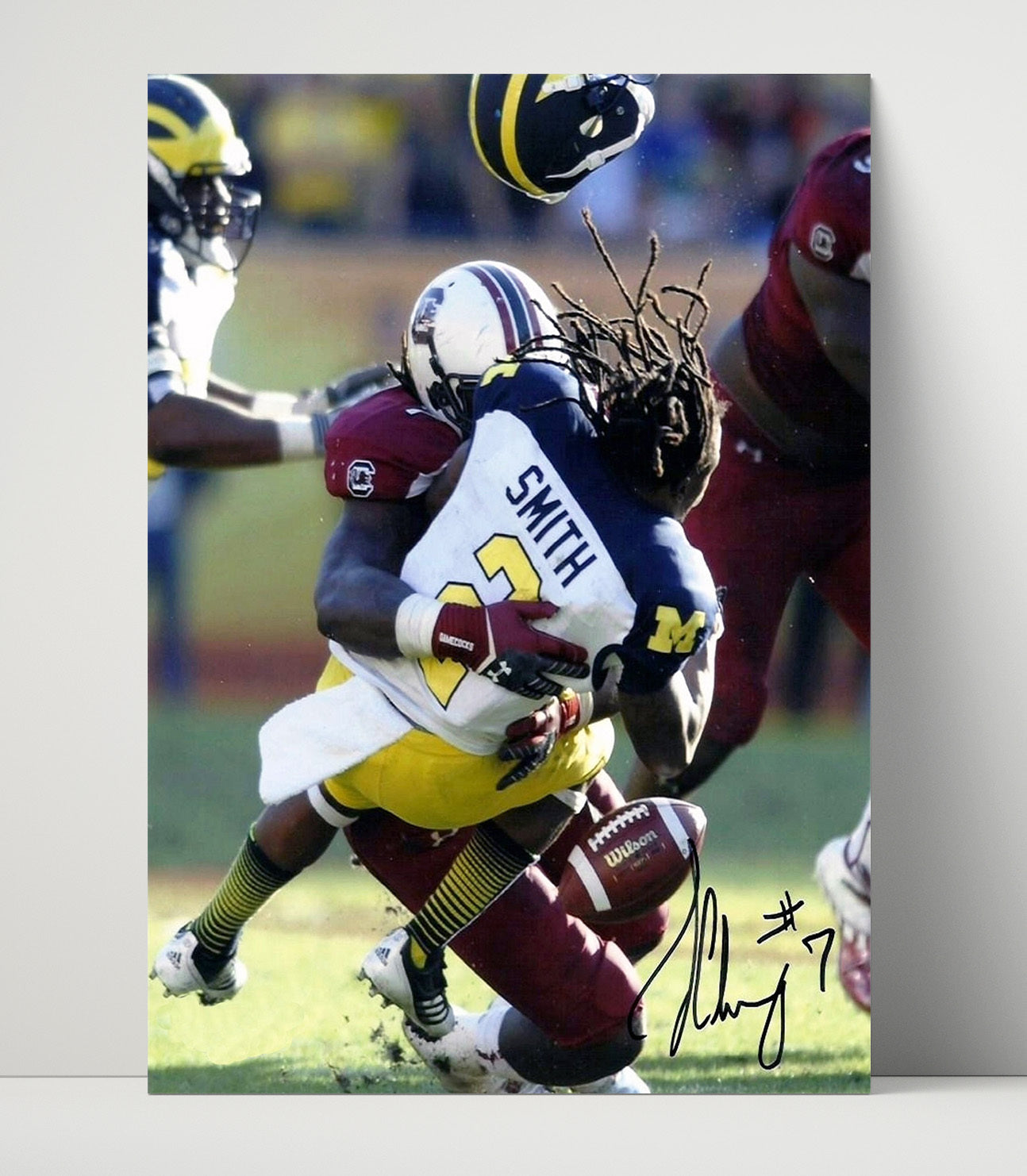 South Carolina Football Jadeveon Clowney The Hit Michigan Impact Play College Football Wall Art 16x20 Unframed Print wall art print – College Football decor