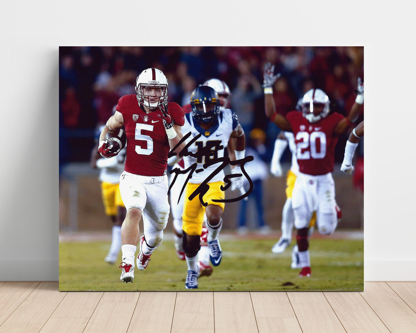Stanford Football Christian McCaffrey Explosive Open Field Run College Football Wall Art 16x20 Unframed Print wall art print – College Football decor