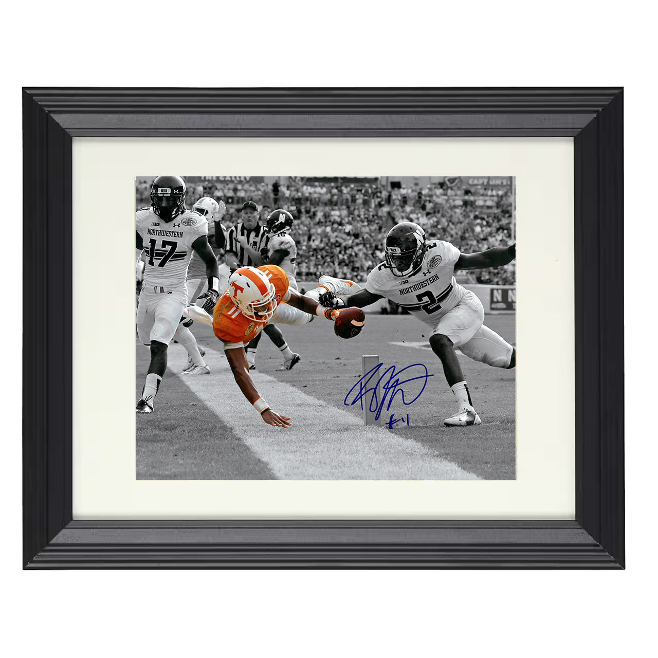 Tennessee Football - Josh Dobbs Goal Line Pylon Dive 8x10 framed college football wall art