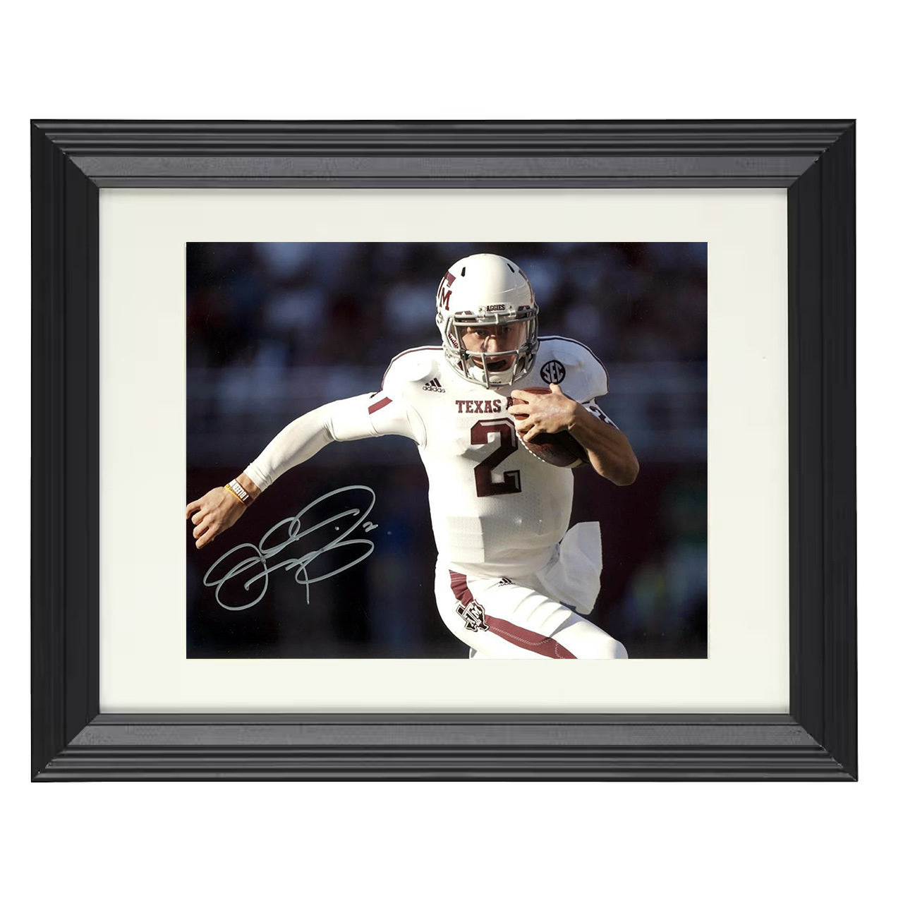 Texas A&M Football Johnny Manziel Edge Breakaway Scramble 8x10 black beveled frame college football wall art