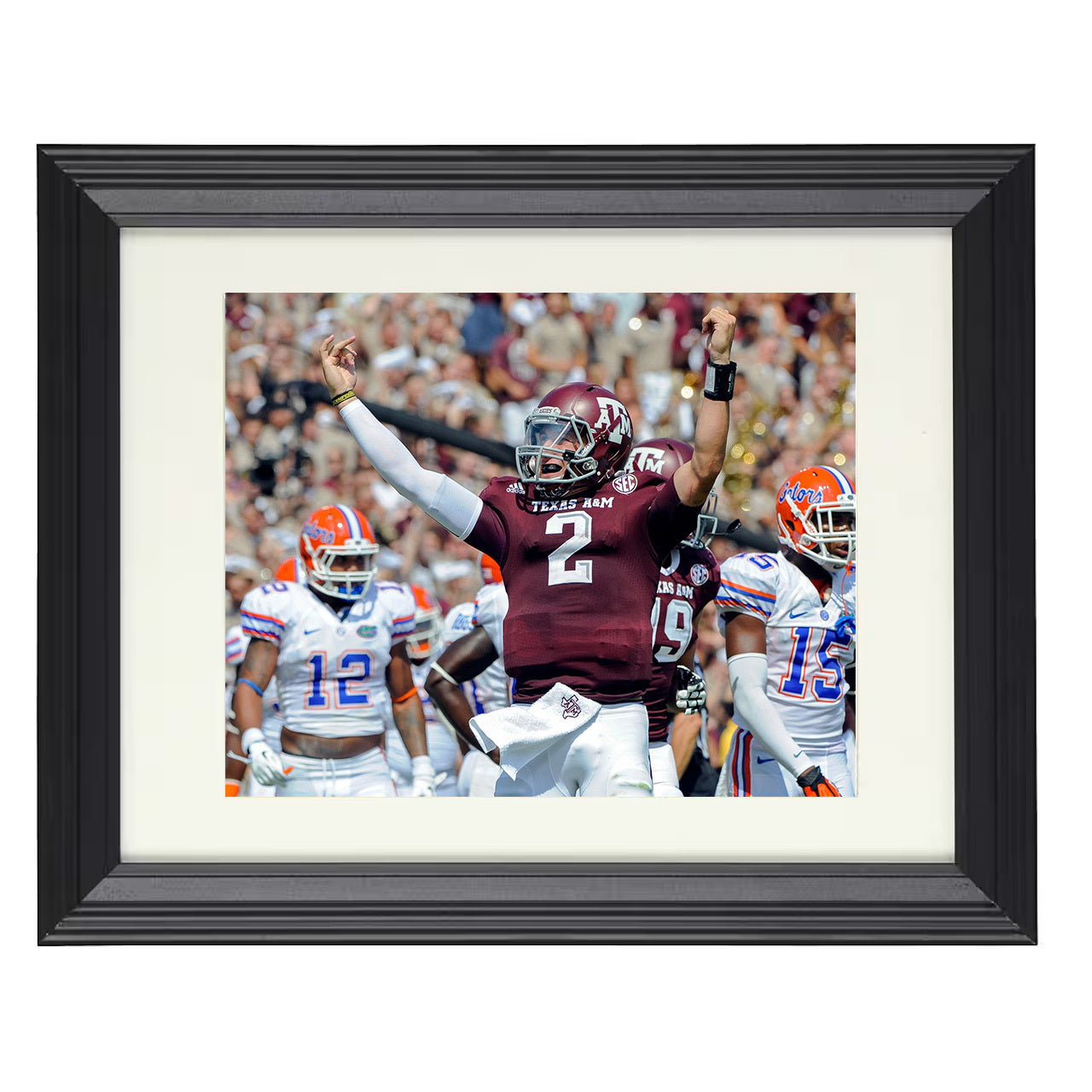 Texas A&M Johnny Manziel Signature Money Celebration 8x10 black beveled frame college football wall art