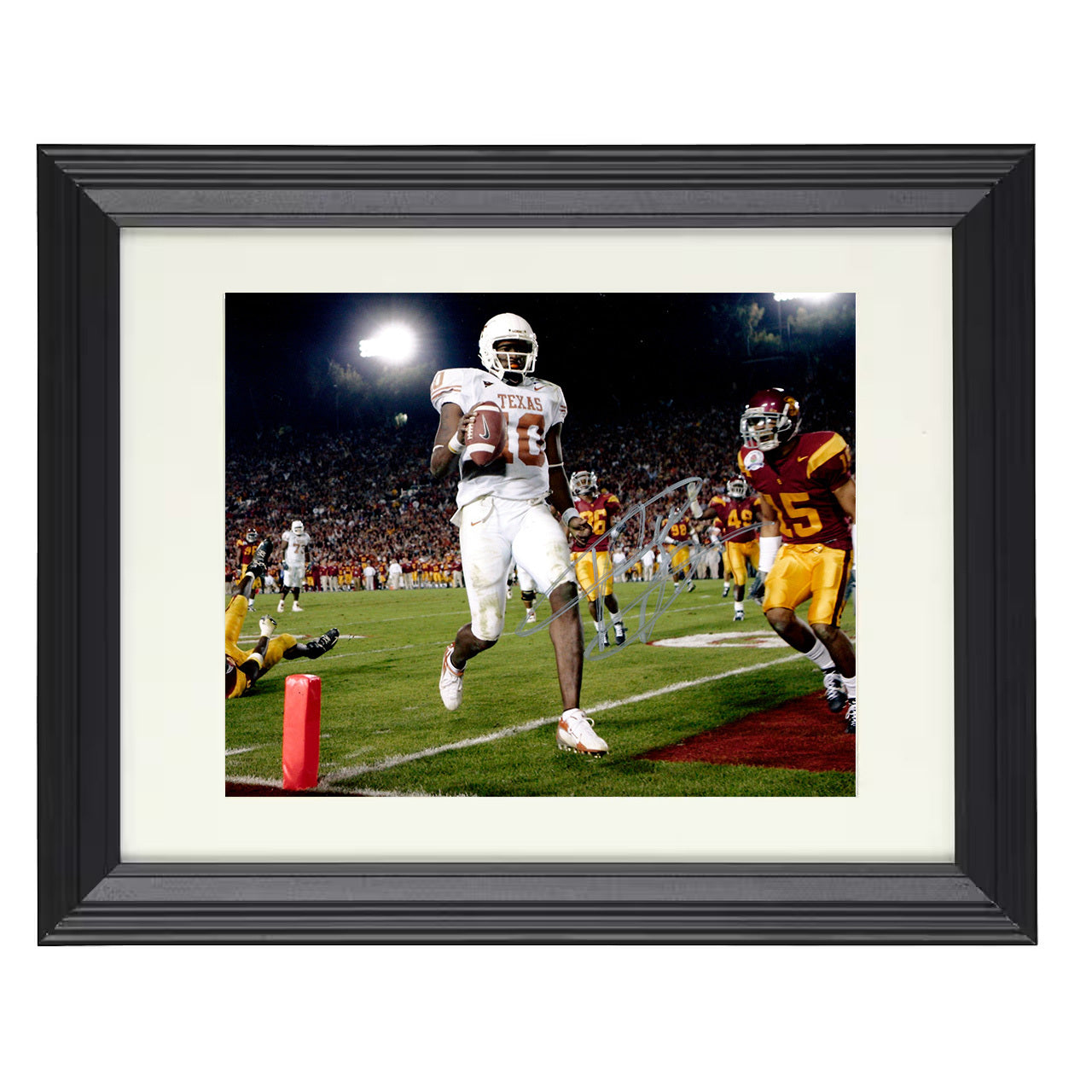Texas Football Vince Young Goal Line Championship Run 8x10 black beveled frame college football wall art