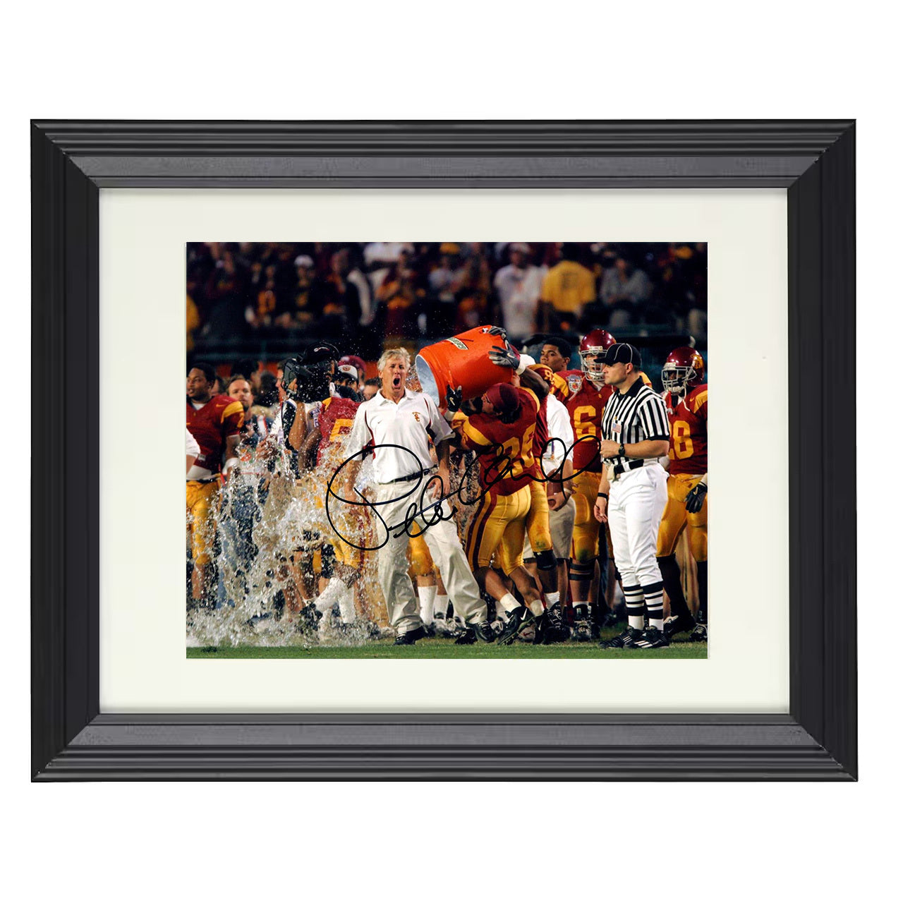 USC Pete Carroll Gatorade Celebration Championship Energy 8x10 black beveled frame college football wall art