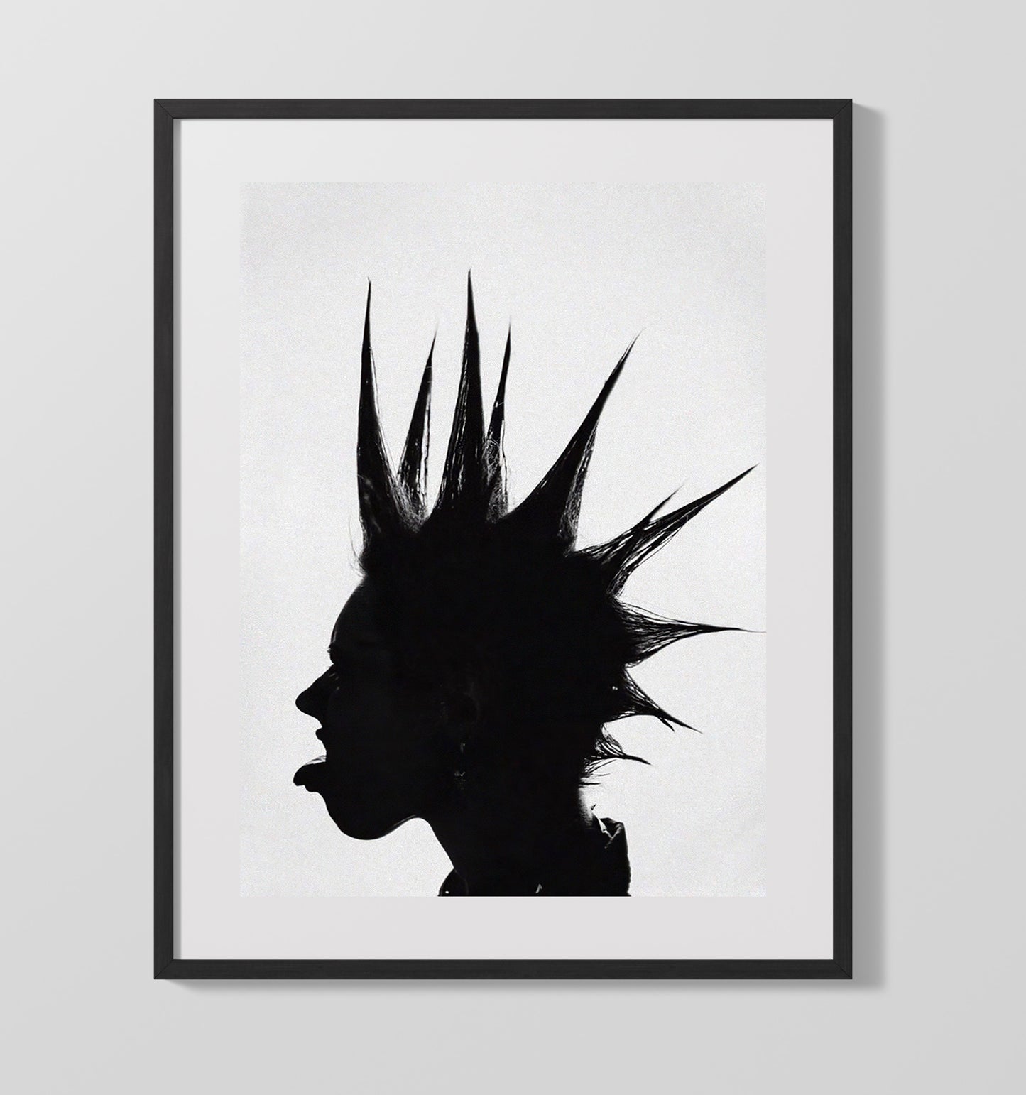 Punk Silhouette with Spiked Hair 16x20 Gallery Frame counterculture wall art