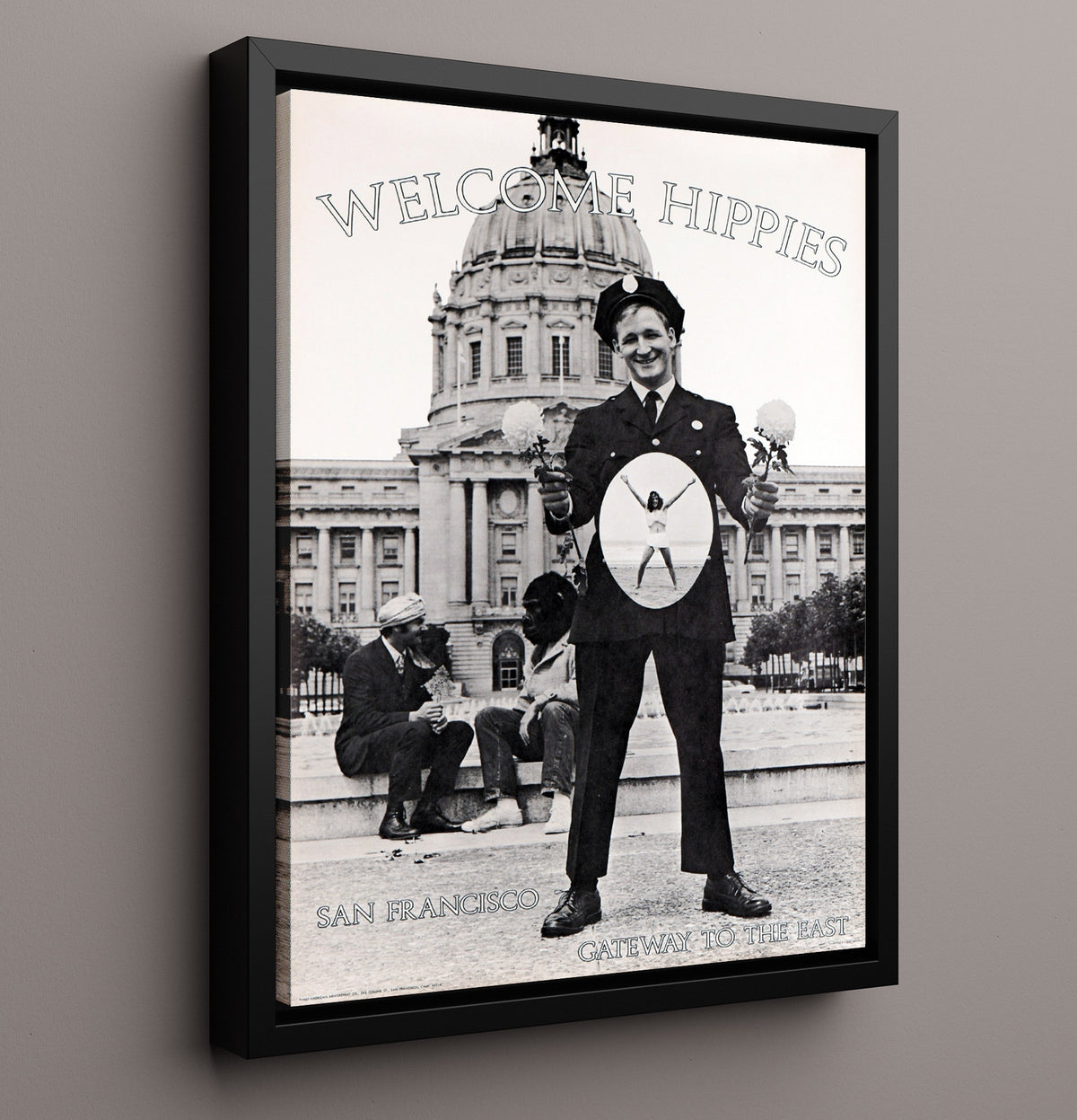 Welcome Hippies - Counterculture - 16x20 Framed Canvas