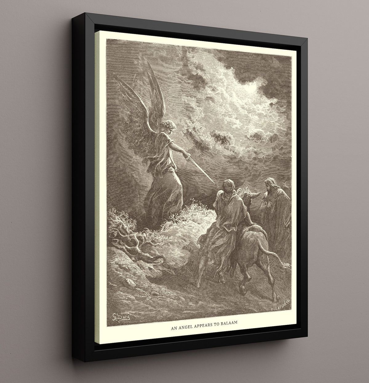 An Angel Appears to Balaam - Numbers 22:22-35 - Doré - 16x20 Framed Canvas