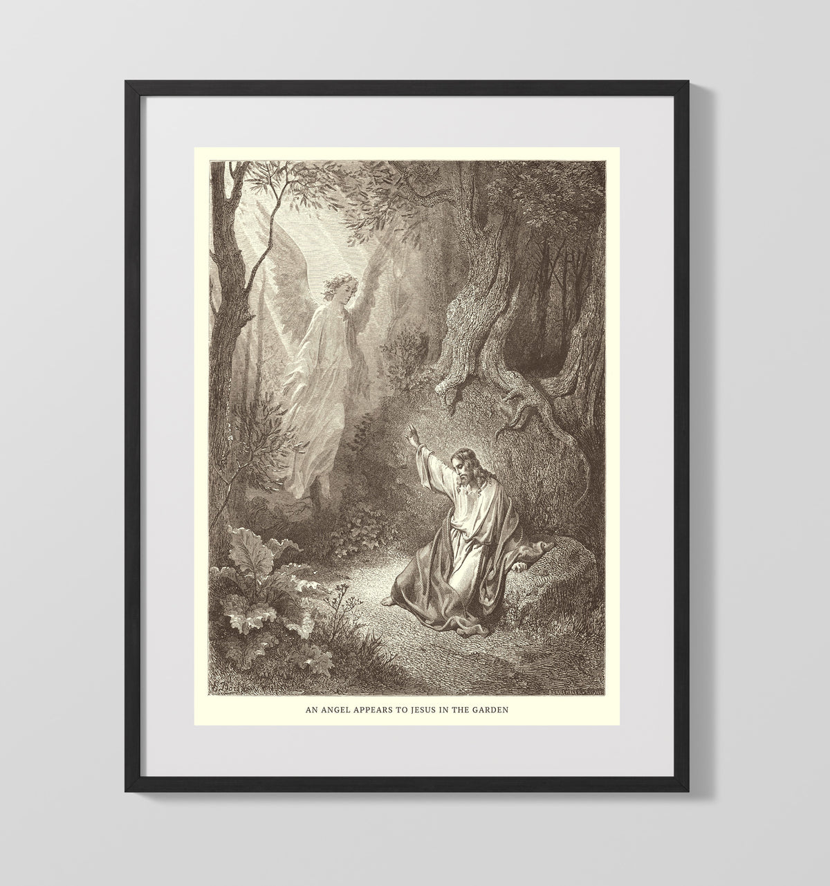 Buyers and Sellers Are Driven Out of the Temple Matthew 21:12-13 by Gustave Doré 16x20 Gallery Frame Bible illustration wall art