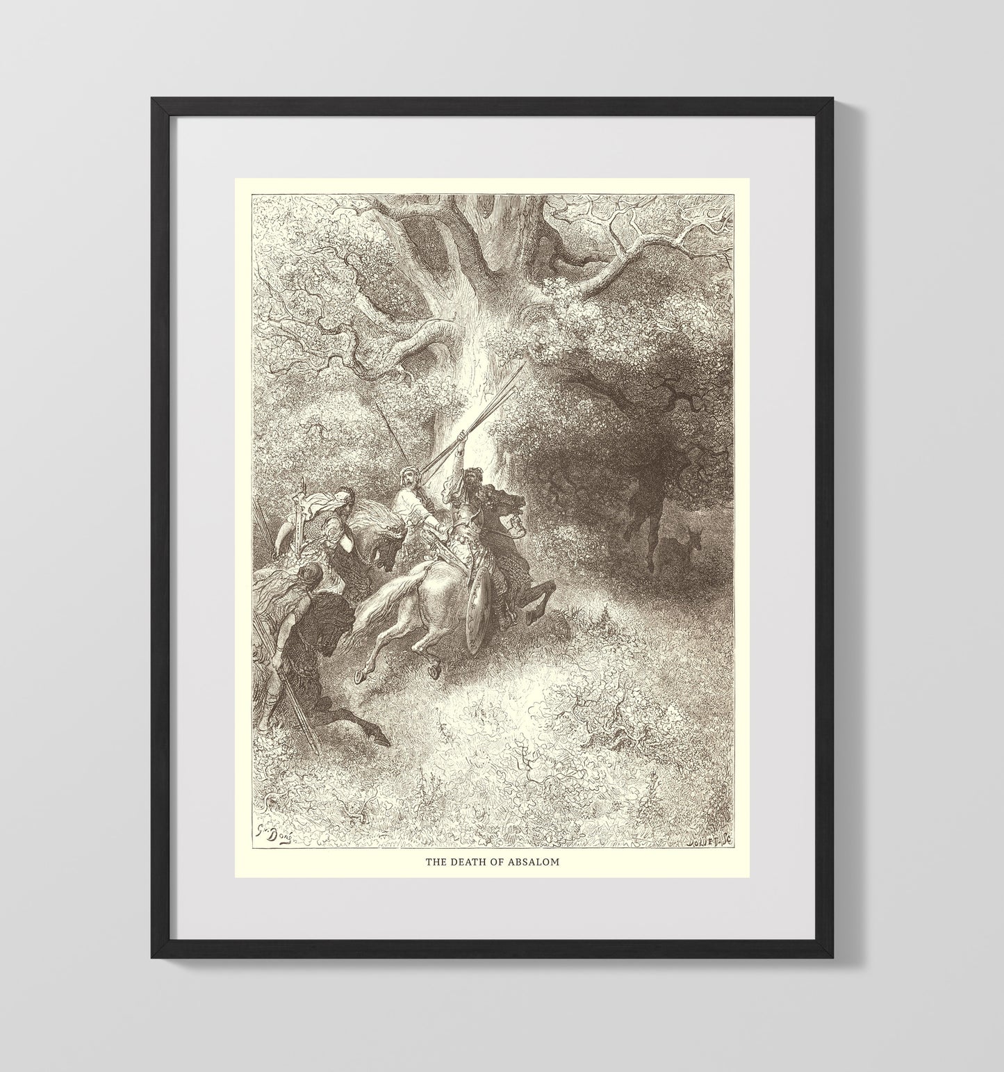 Combat Between Soldiers of Ish-Bosheth and David 2 Samuel 2:12-17 by Gustave Doré 16x20 Gallery Frame Bible illustration wall art