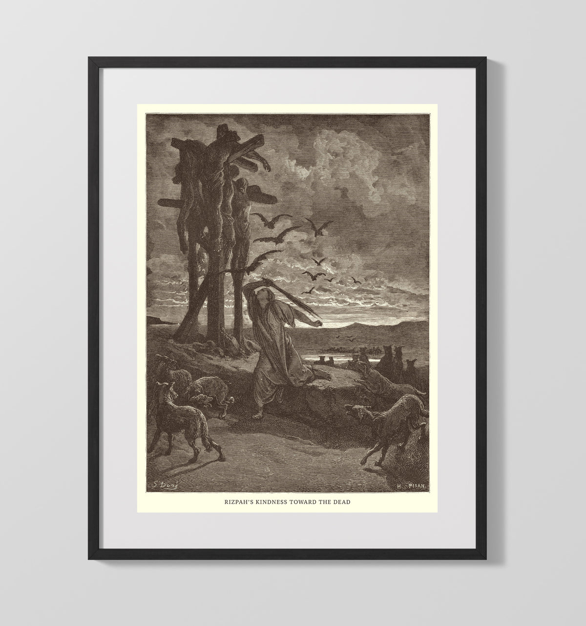 David Mourns the Death of Absalom 2 Samuel 18:33 by Gustave Doré 16x20 Gallery Frame Bible illustration wall art