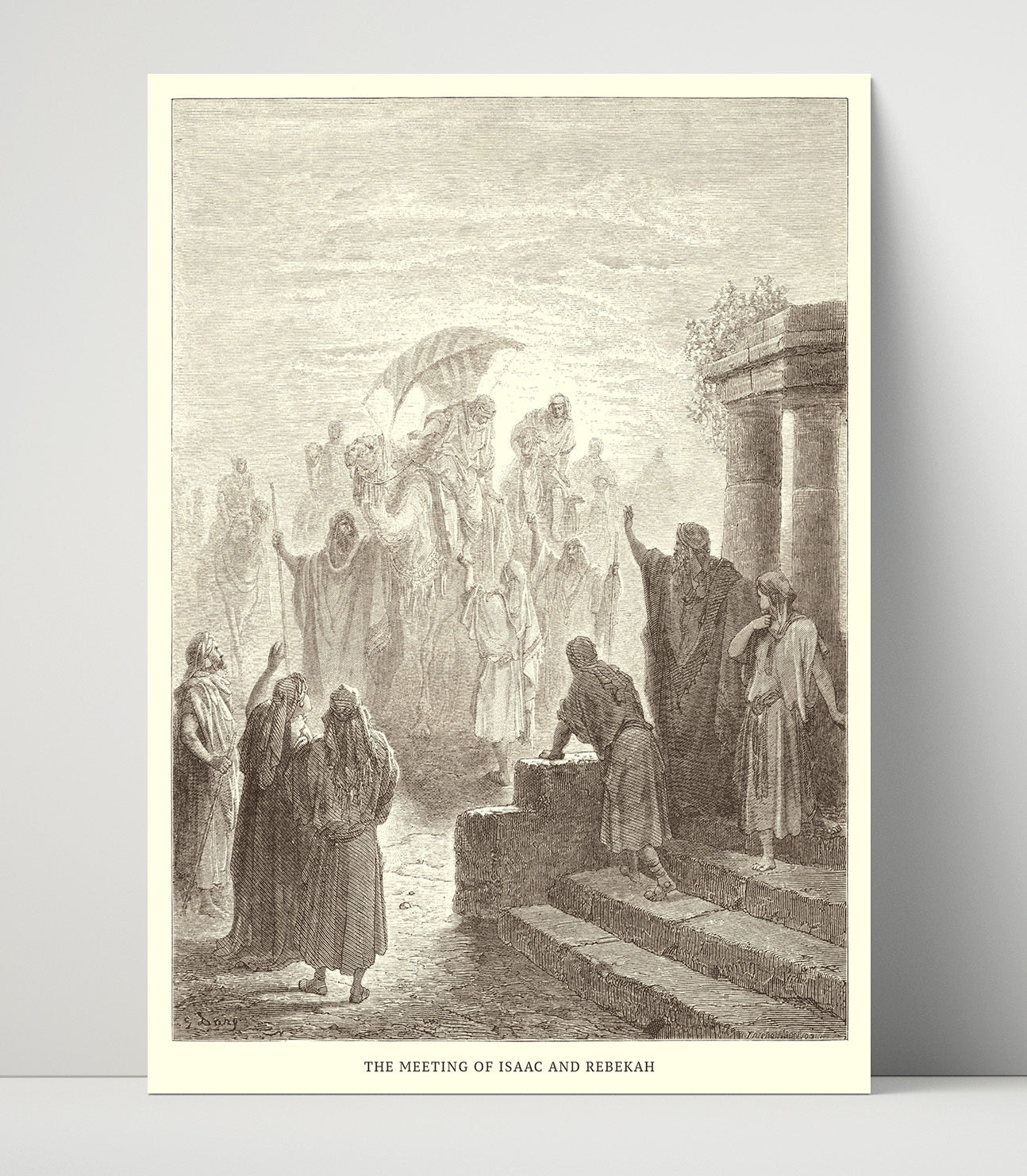Eliezer and Rebekah at the Well Genesis 24:10-27 Dore Bible Illustration Wall Art 16x20 Unframed Print wall art print