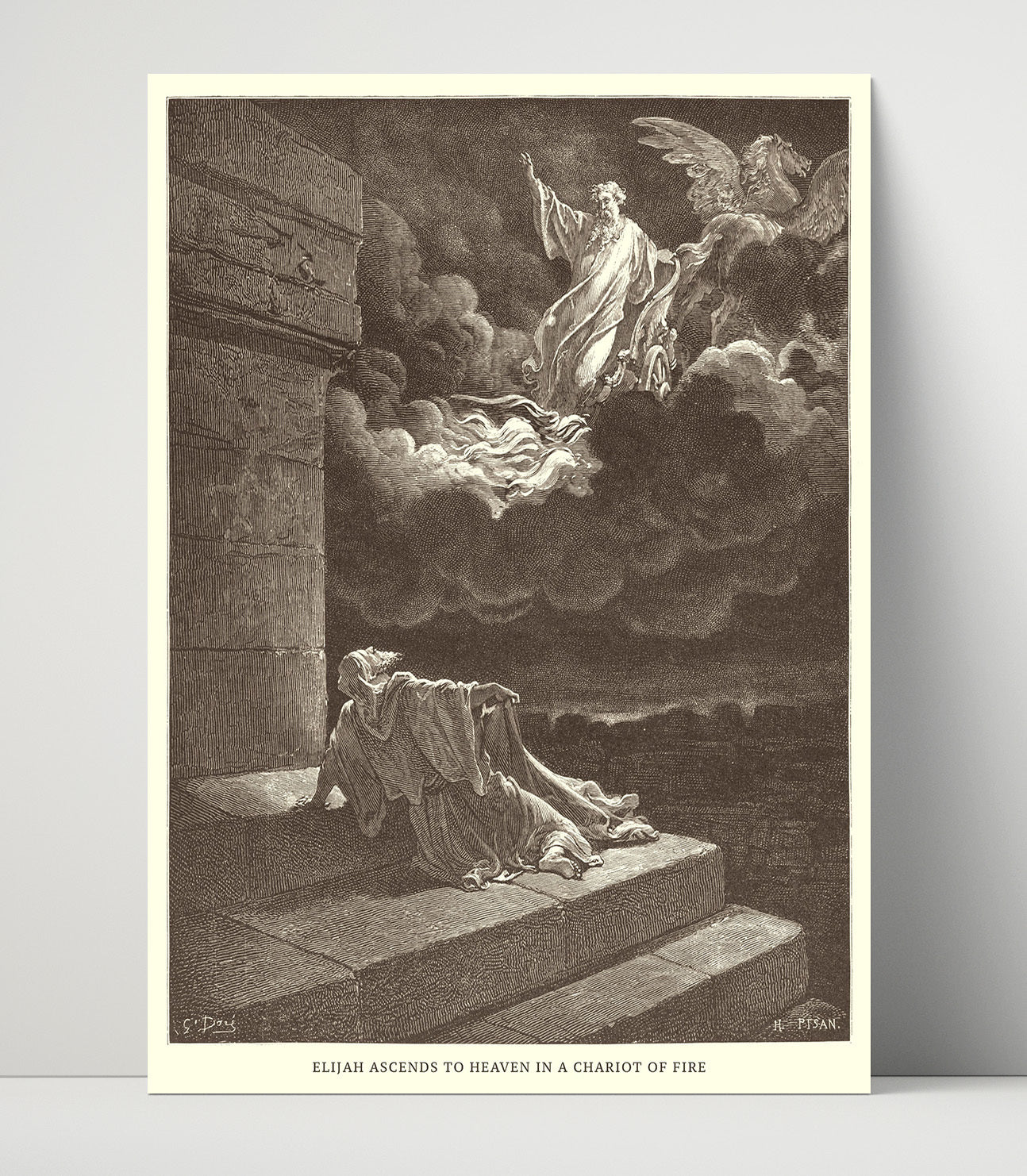 Elijah Destroys the Messengers of Ahaziah 2 Kings 1:9-15 Dore Bible Illustration Wall Art 16x20 Unframed Print wall art print