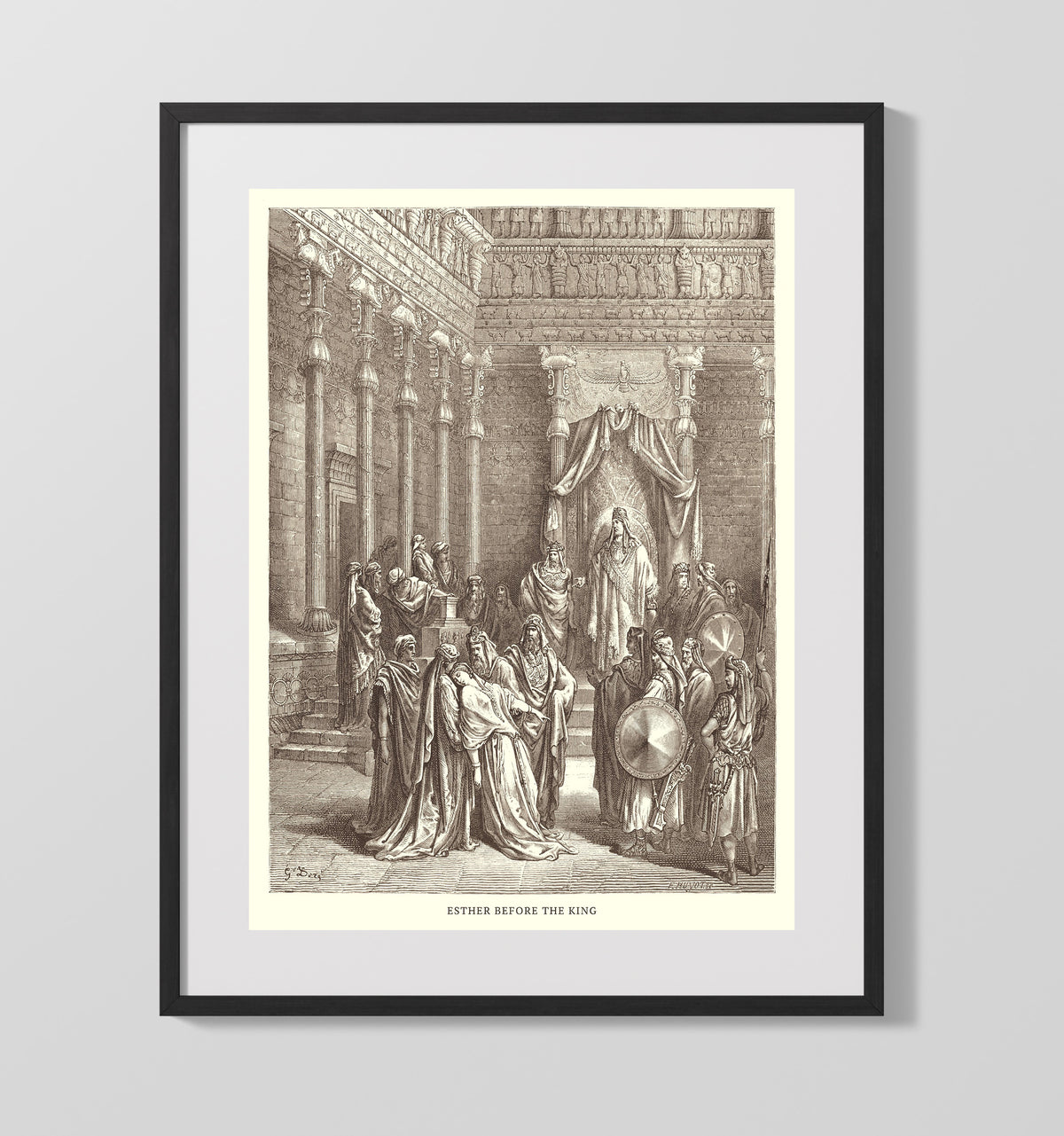 Esther Accuses Haman Esther 7:1-10 by Gustave Doré 16x20 Gallery Frame Bible illustration wall art